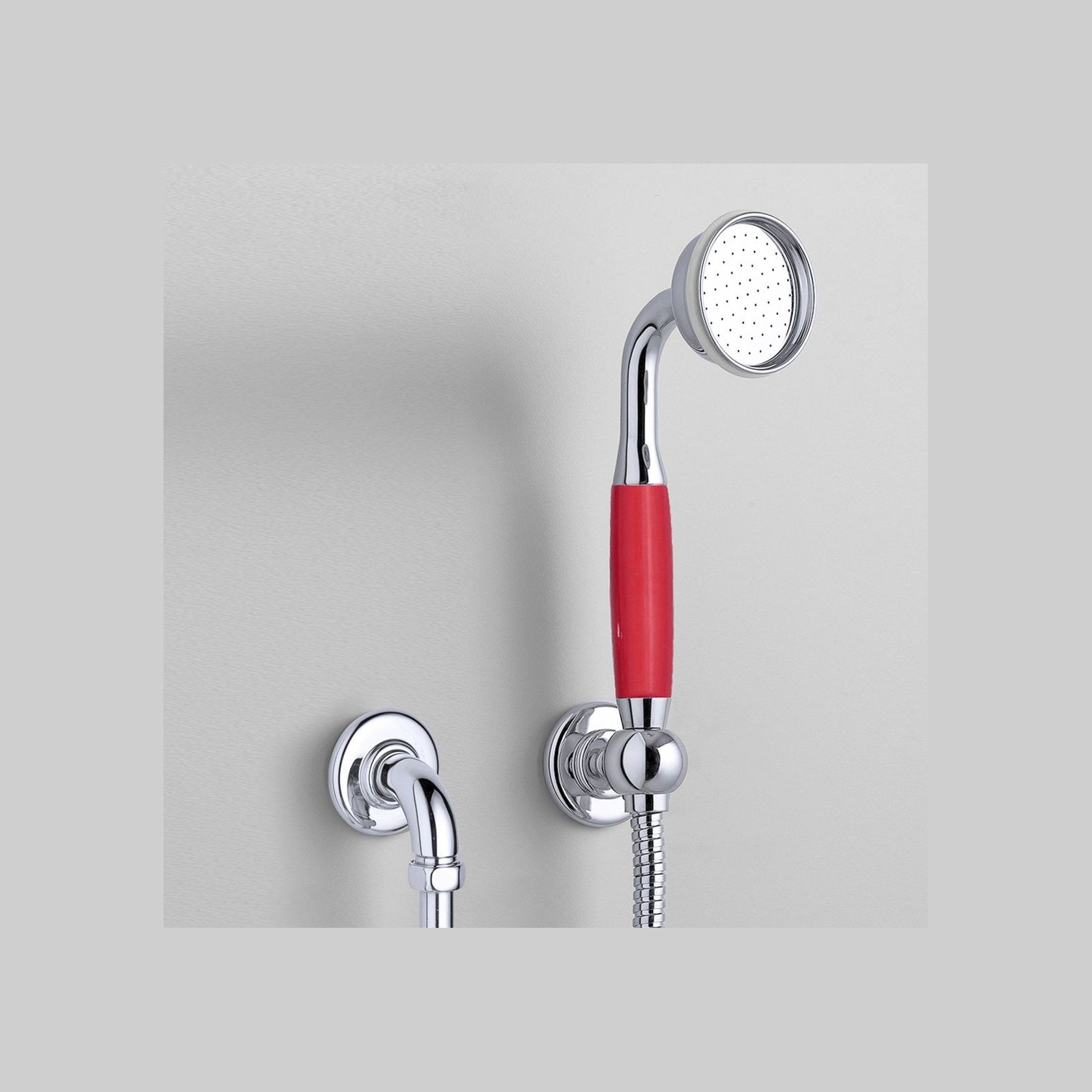 The Water Monopoly - Rockwell Straight Handshower On Hose With Wall Outlet, Parking Bracket & Metal/Coloured Shower Handle gallery detail image