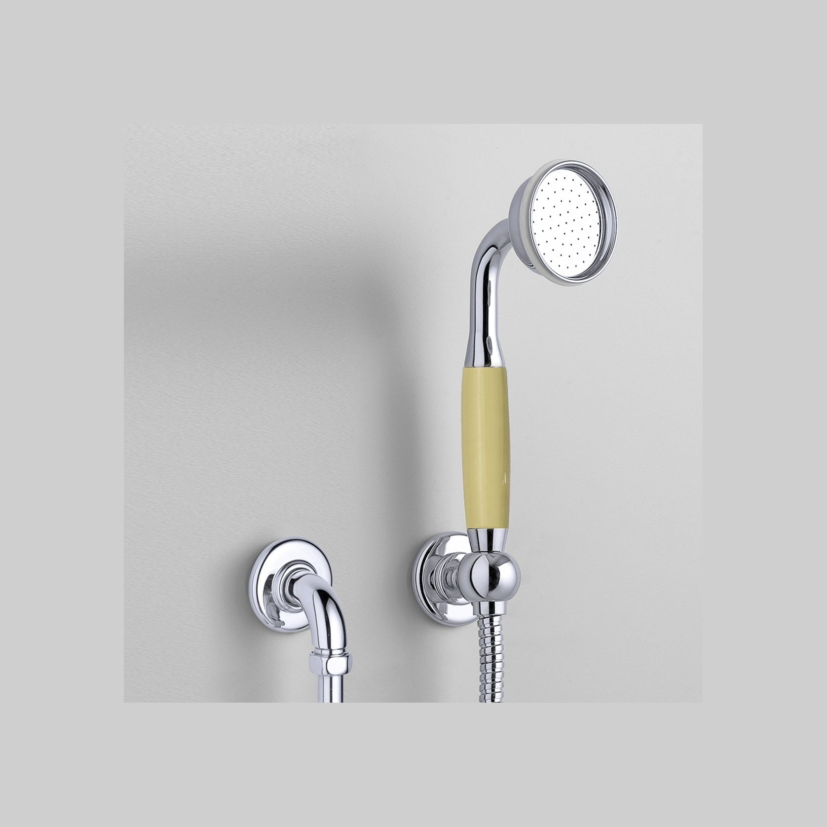 The Water Monopoly - Rockwell Straight Handshower On Hose With Wall Outlet, Parking Bracket & Metal/Coloured Shower Handle gallery detail image
