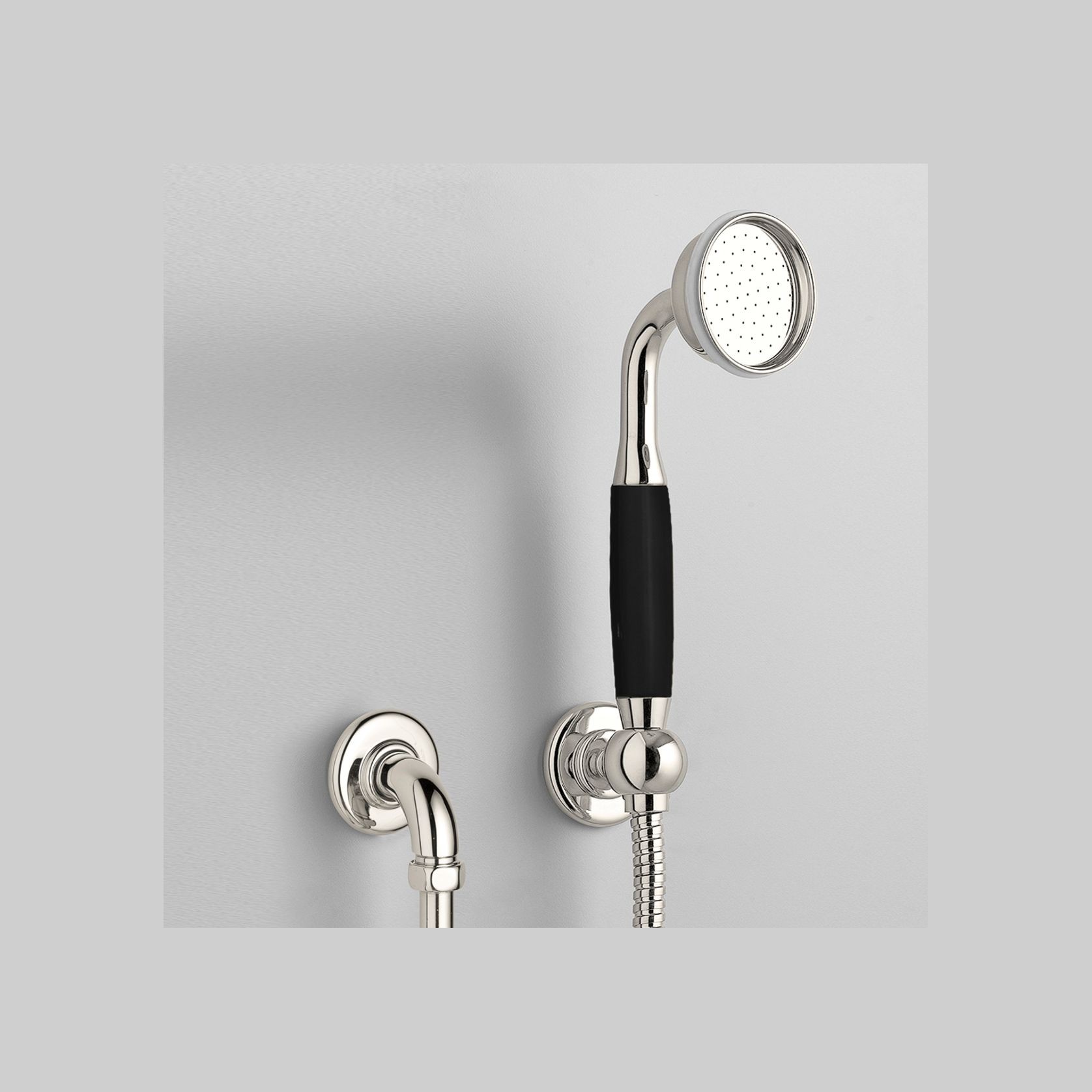 The Water Monopoly - Rockwell Straight Handshower On Hose With Wall Outlet, Parking Bracket & Metal/Coloured Shower Handle gallery detail image