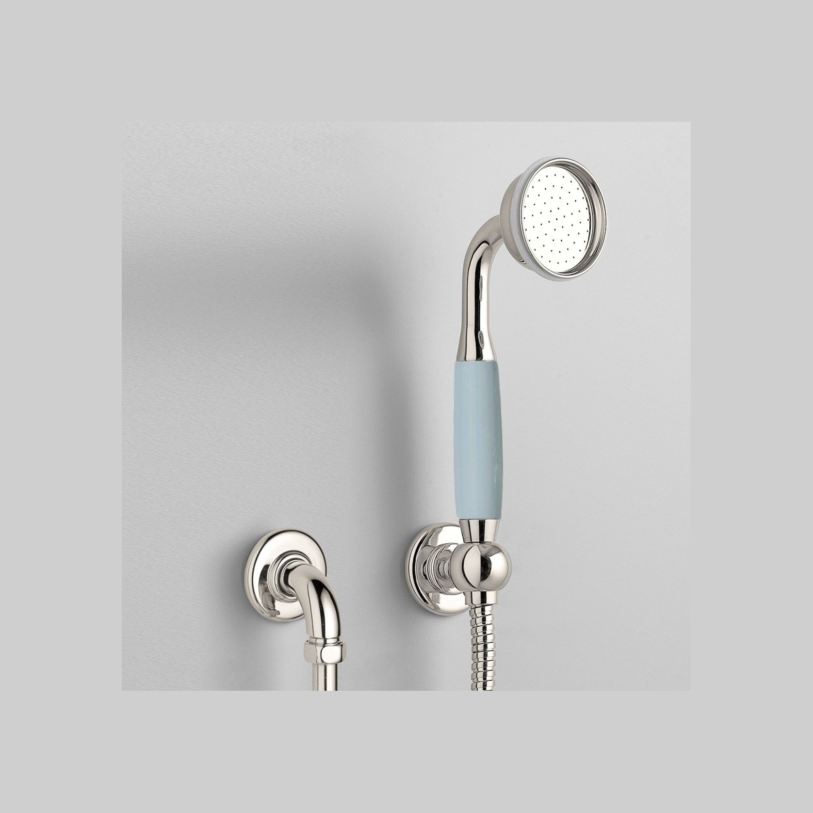 The Water Monopoly - Rockwell Straight Handshower On Hose With Wall Outlet, Parking Bracket & Metal/Coloured Shower Handle gallery detail image