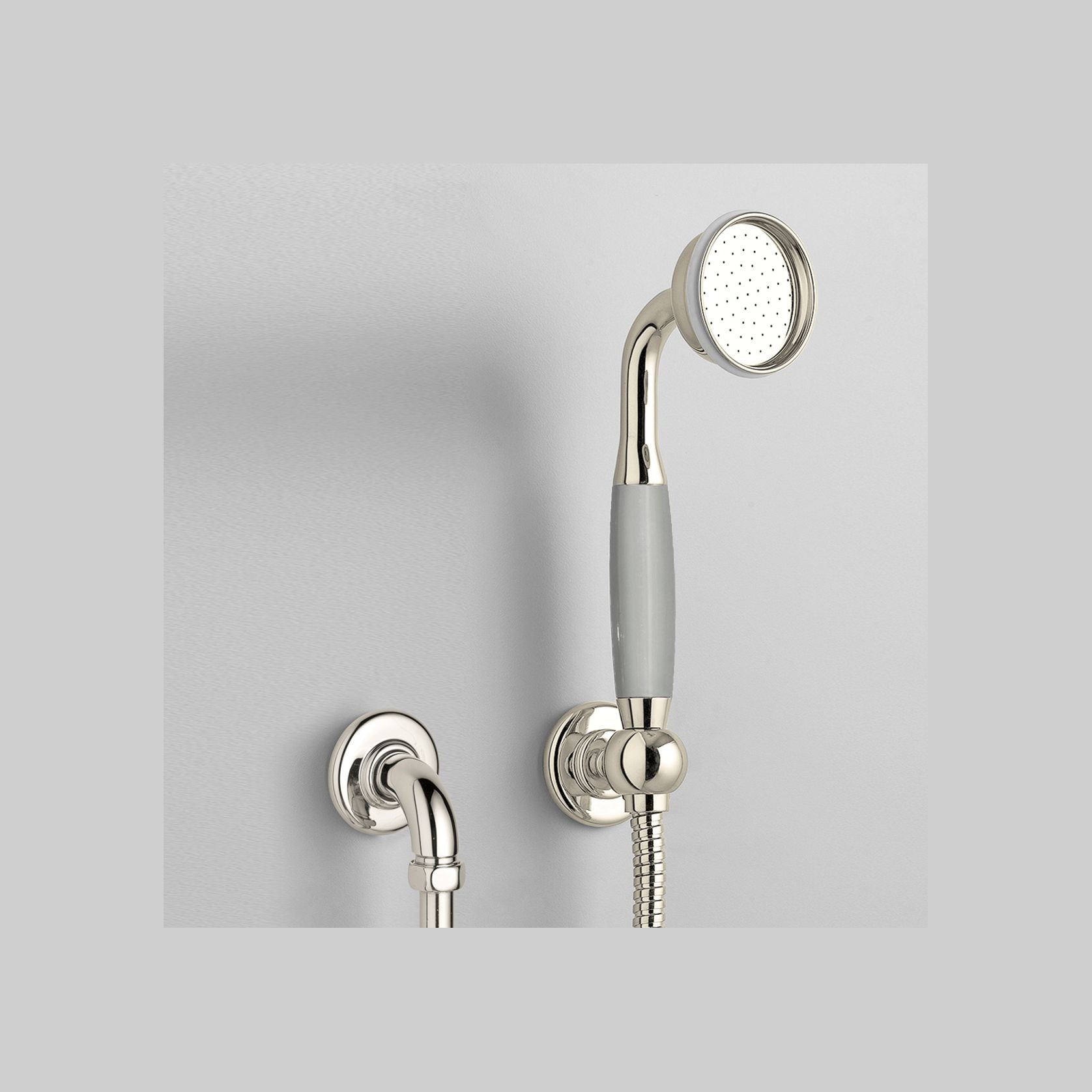 The Water Monopoly - Rockwell Straight Handshower On Hose With Wall Outlet, Parking Bracket & Metal/Coloured Shower Handle gallery detail image