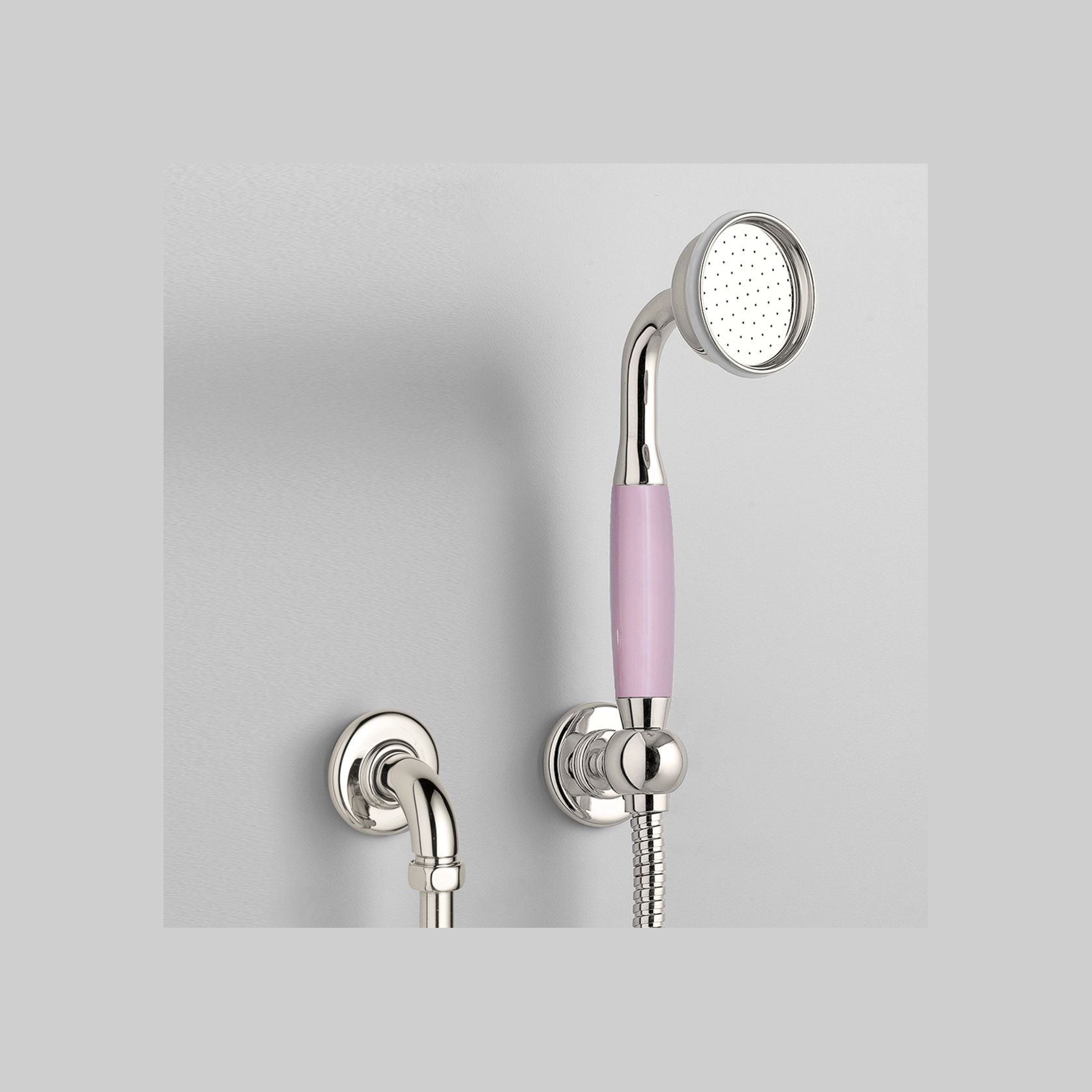 The Water Monopoly - Rockwell Straight Handshower On Hose With Wall Outlet, Parking Bracket & Metal/Coloured Shower Handle gallery detail image