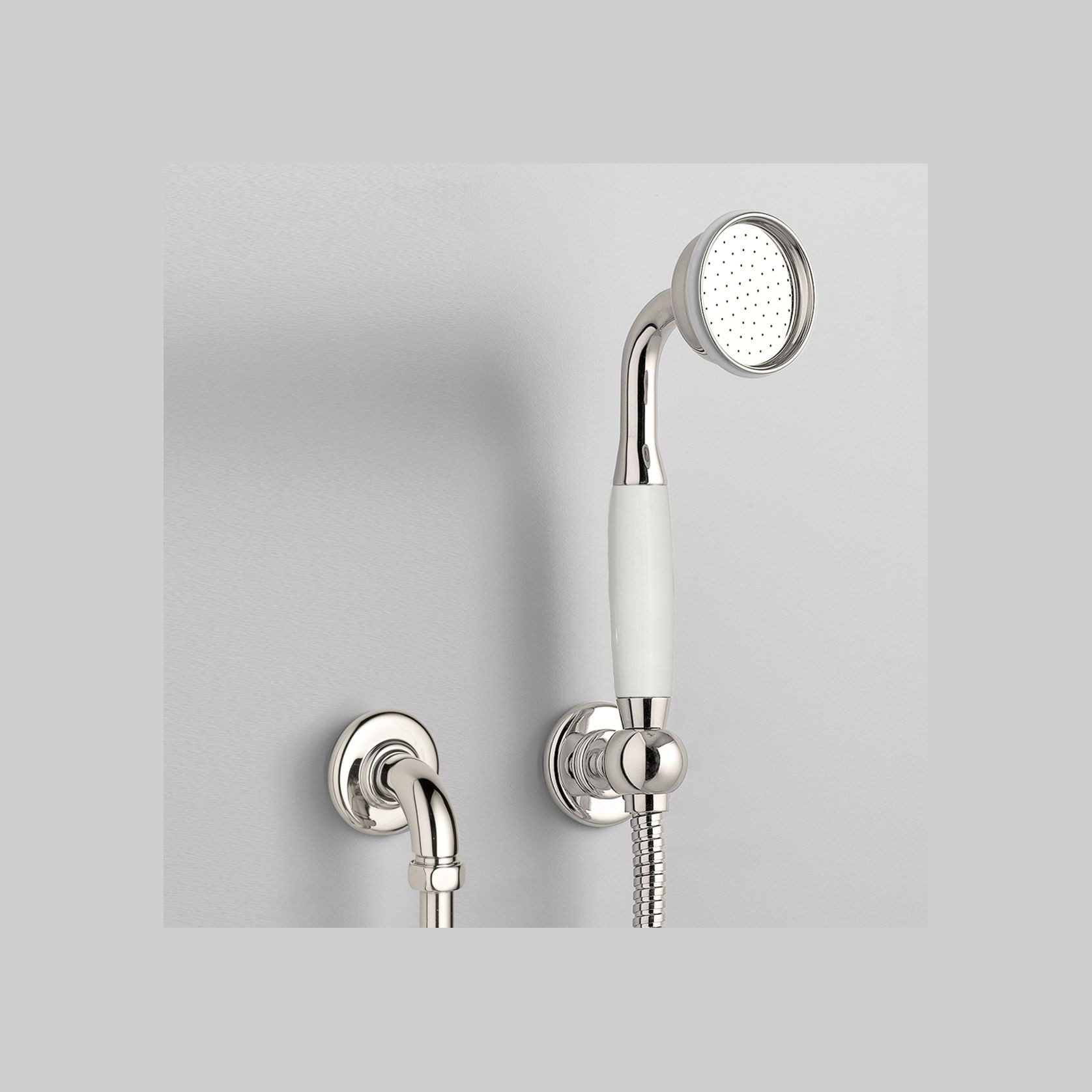 The Water Monopoly - Rockwell Straight Handshower On Hose With Wall Outlet, Parking Bracket & Metal/Coloured Shower Handle gallery detail image