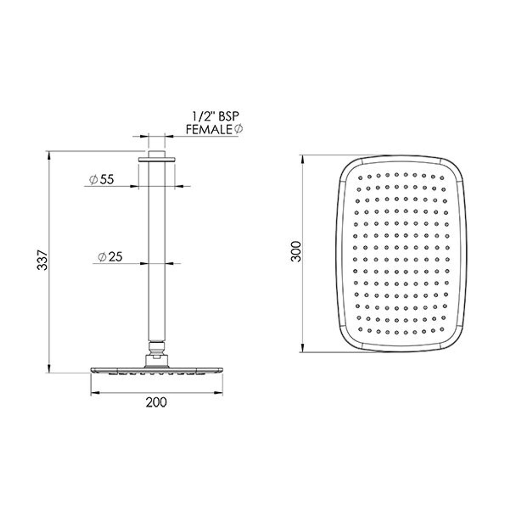 Axiss Rain Head Ceiling Mounted 300mm ArchiPro NZ