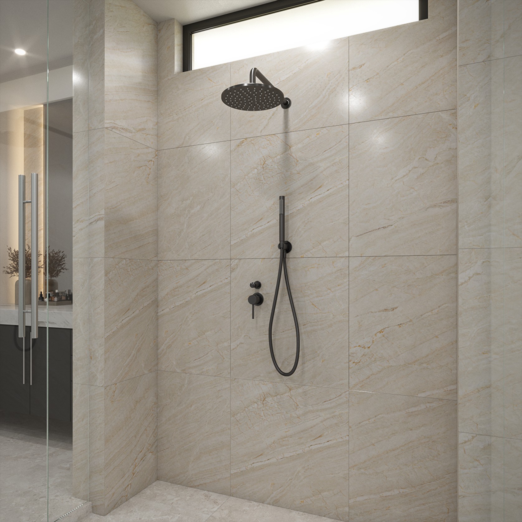 Mira 250mm Brushed Gunmetal Shower Head gallery detail image