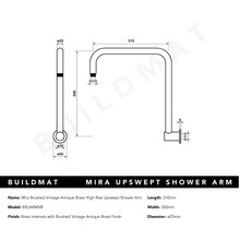 Mira Brushed Vintage Antique Brass High Rise Upswept Sh gallery detail image