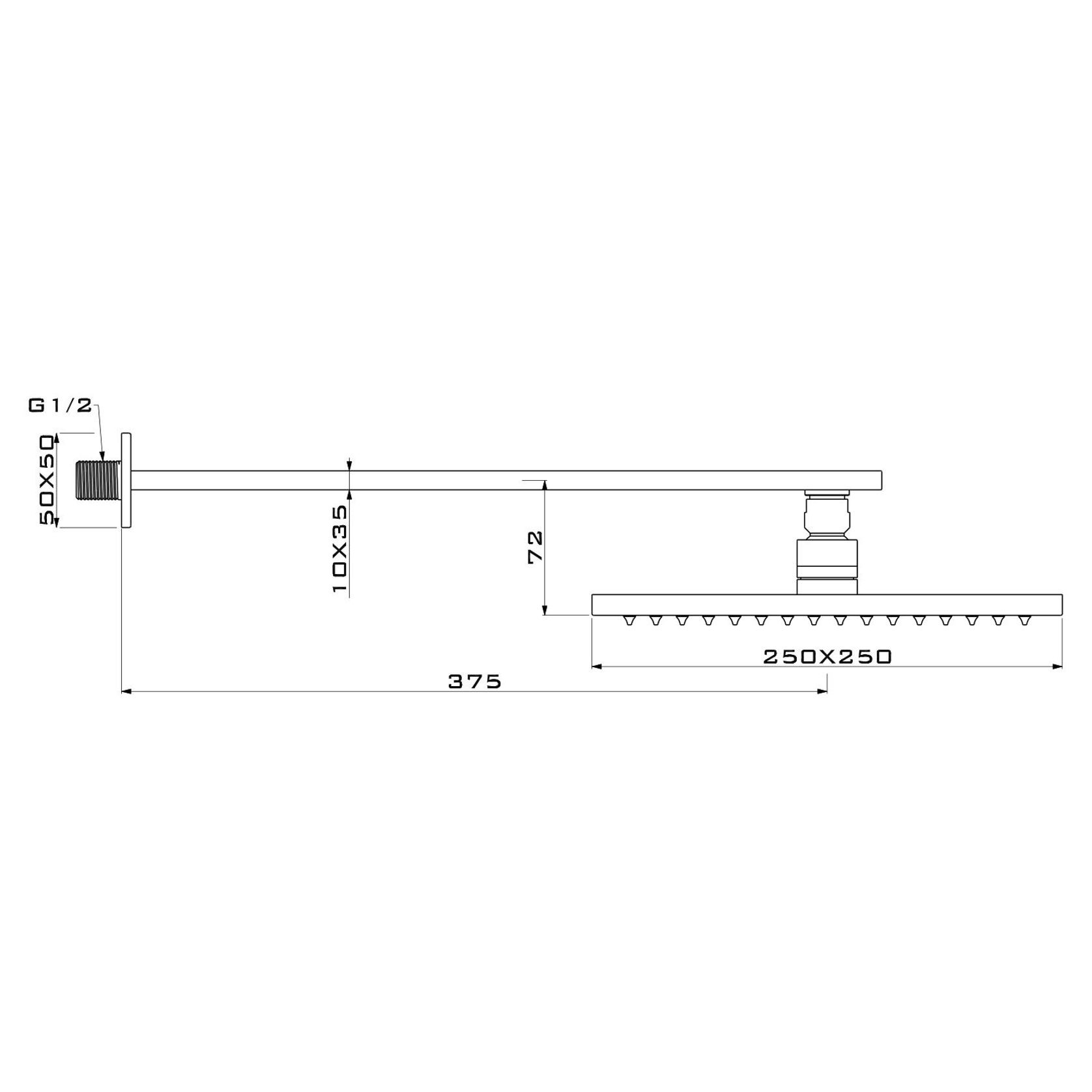 Cube Rain Shower with Wall Arm Brushed Nickel gallery detail image