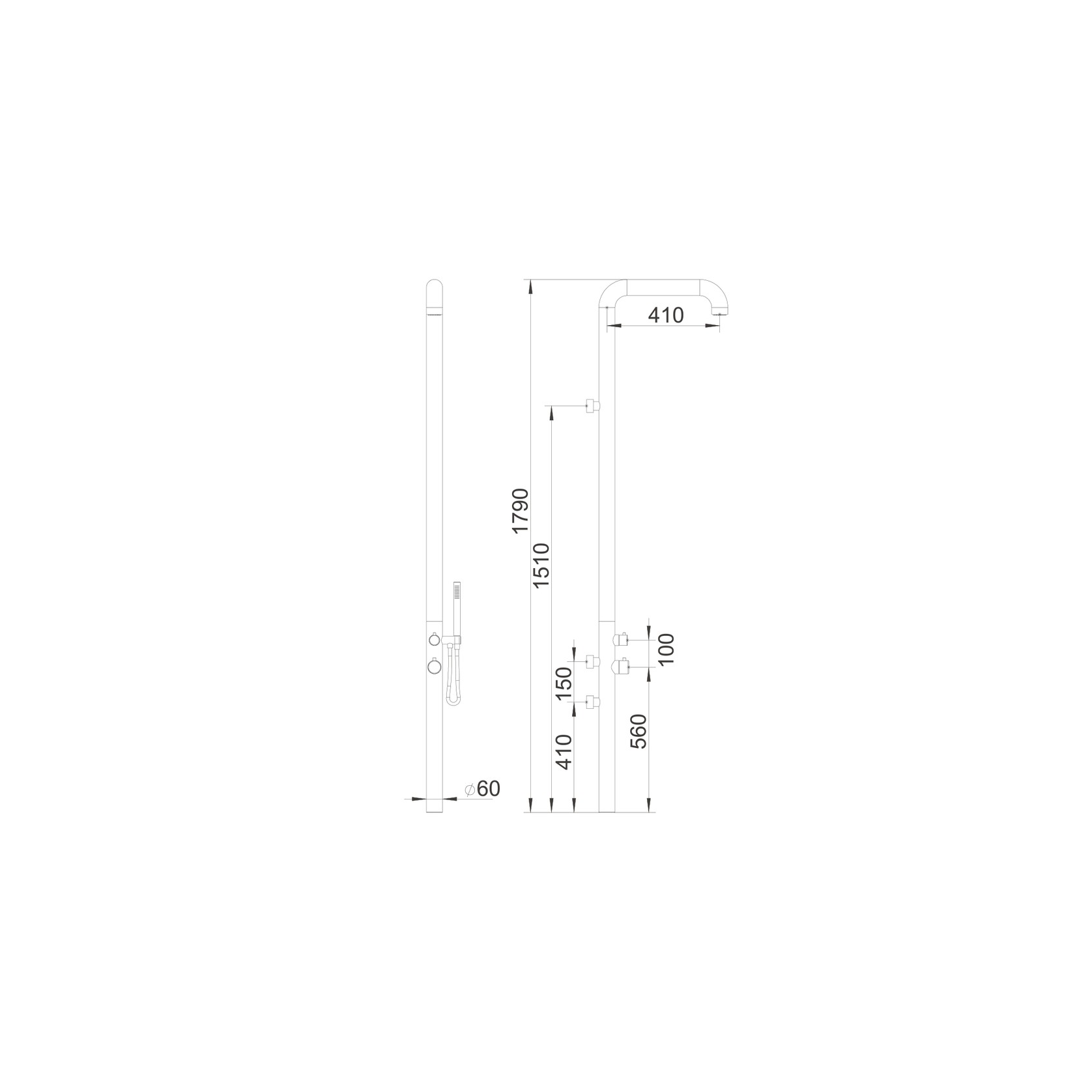 Pacific Outdoor Shower Tower Matte Black gallery detail image