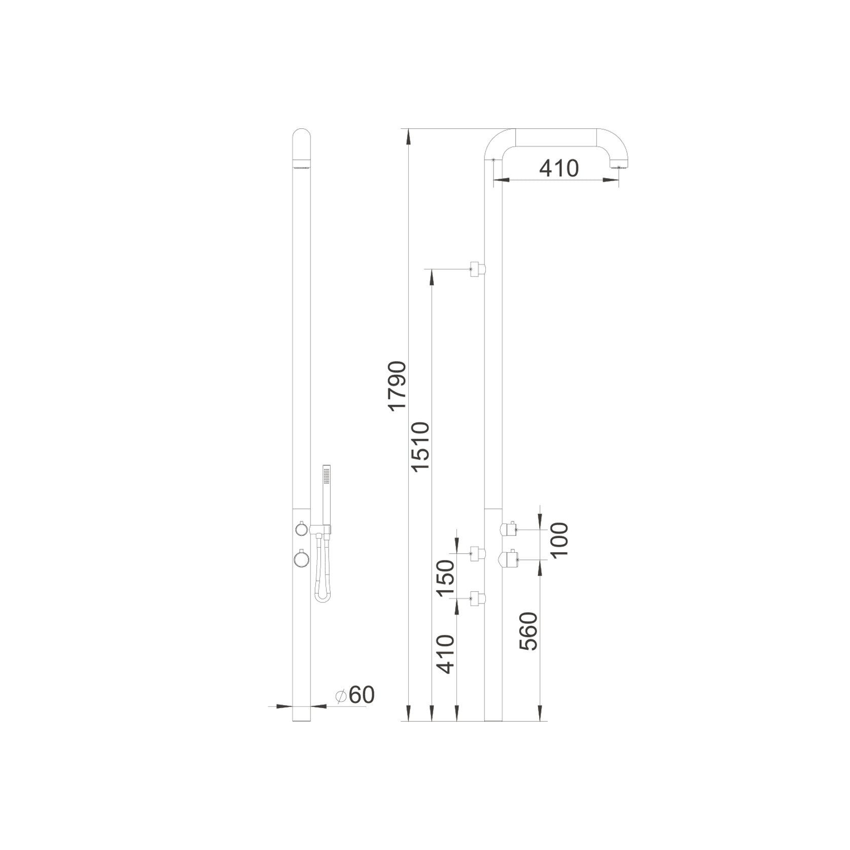 Pacific Outdoor Shower Tower Matte Black gallery detail image