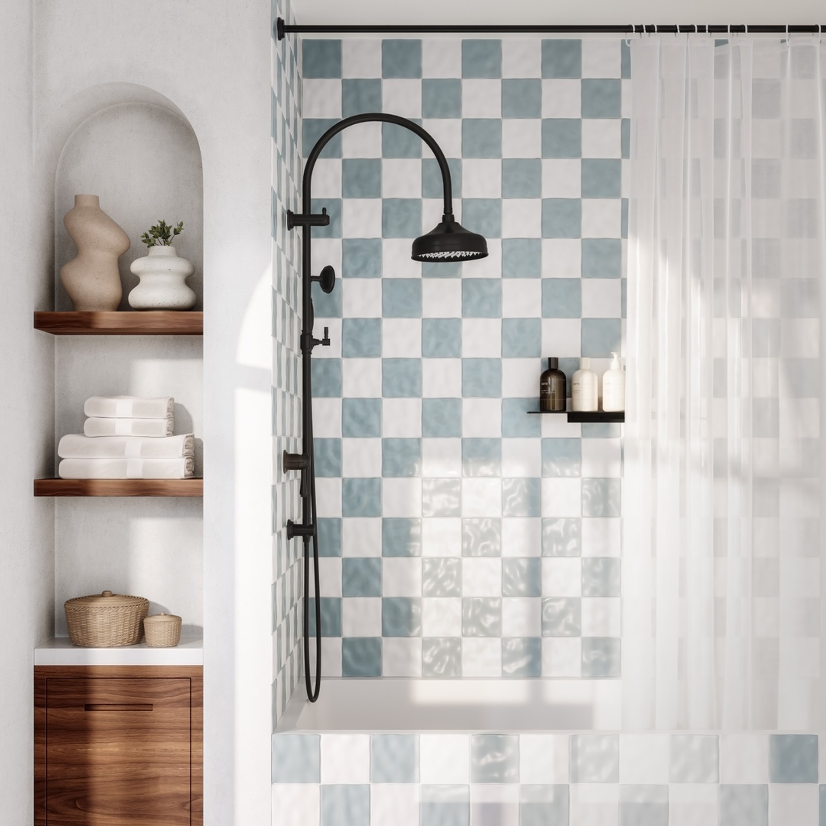 Kingsley Shower Rail Set | Matte Black gallery detail image