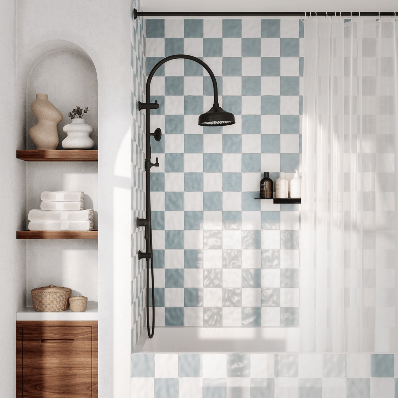 Kingsley Shower Rail Set | Matte Black gallery detail image