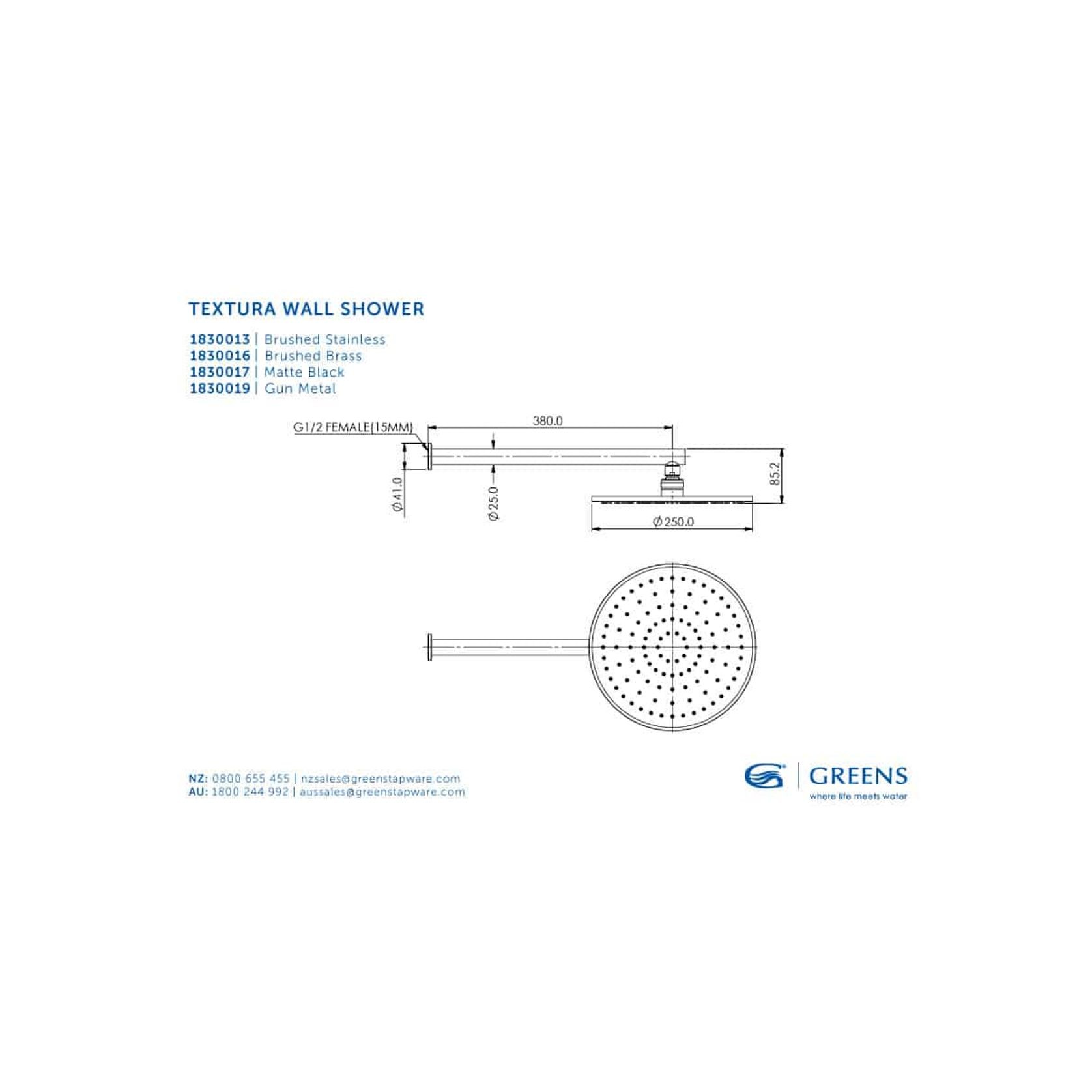 Textura Gisele Wall Shower Head gallery detail image