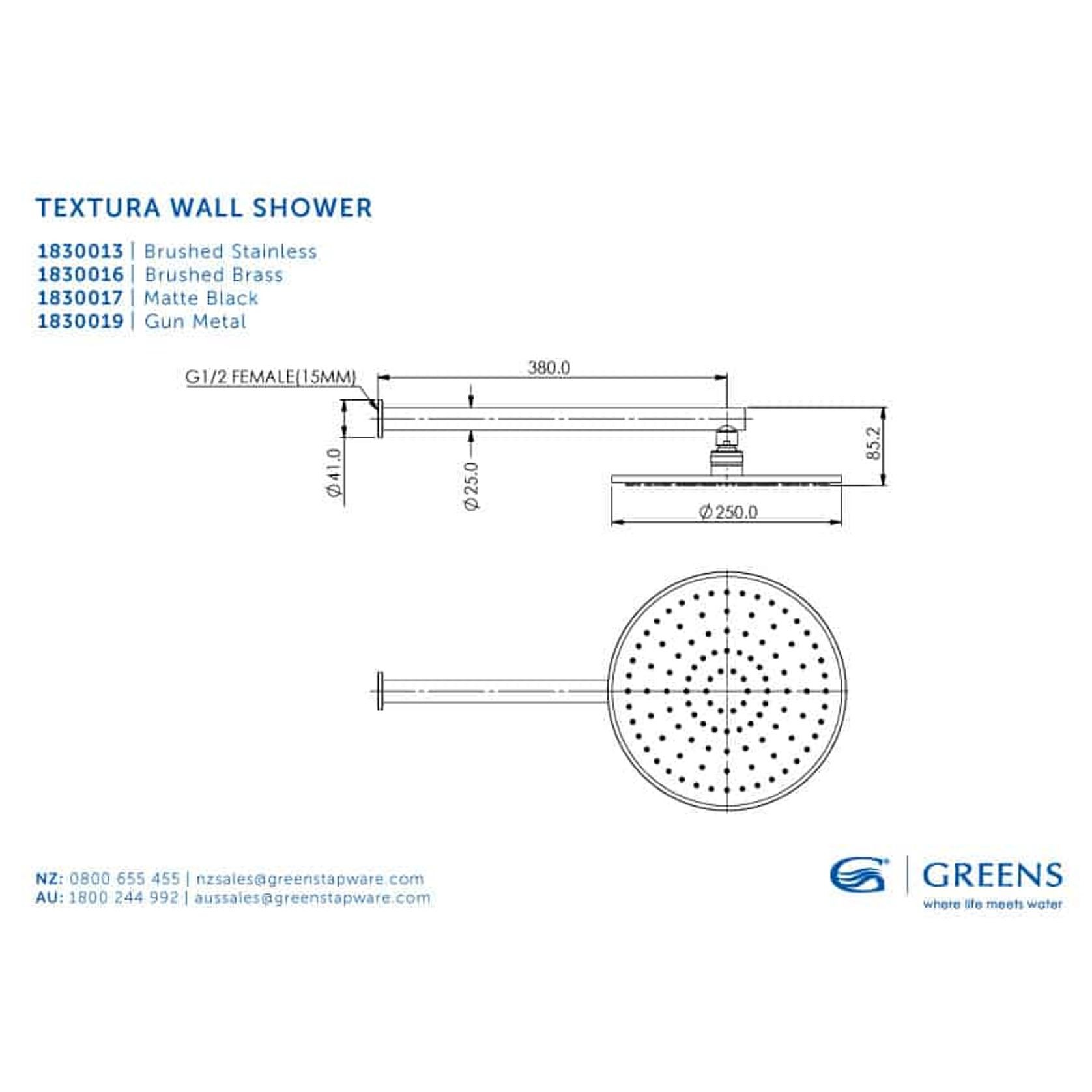 Textura Gisele Wall Shower Head gallery detail image