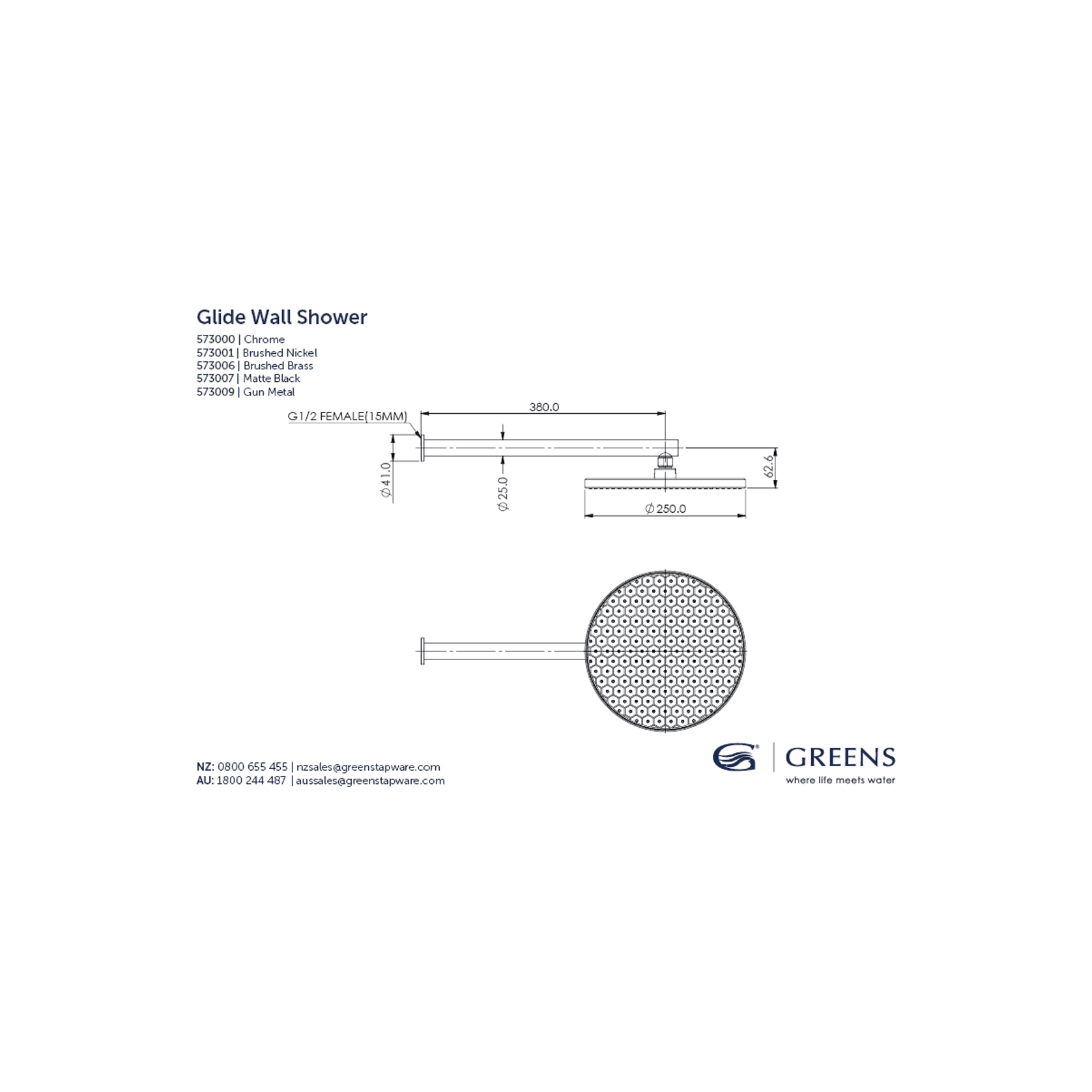 Glide RainBoost Wall Shower Head gallery detail image