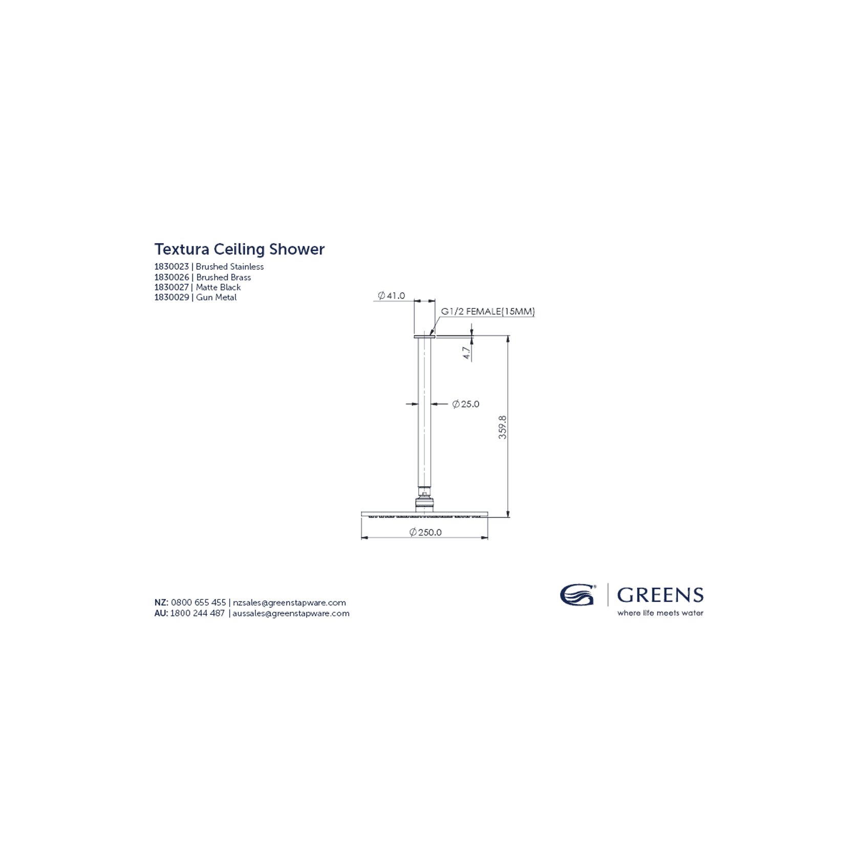 Textura | Gisele Ceiling Shower Head gallery detail image