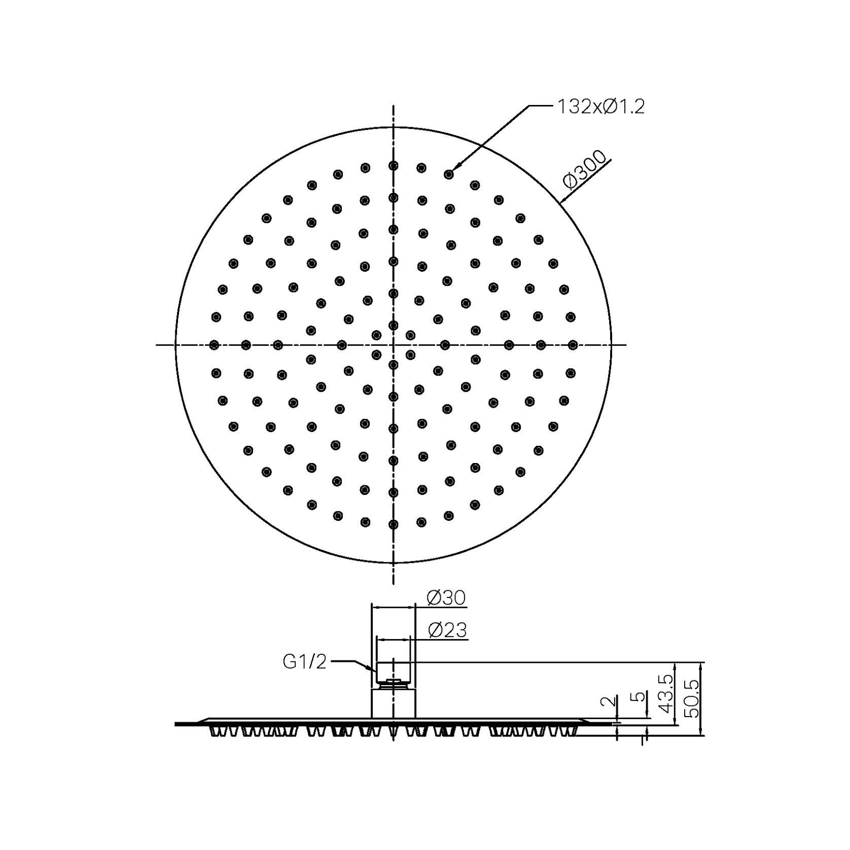 Zen SS316L 300mm Round Shower Head | Graphite gallery detail image
