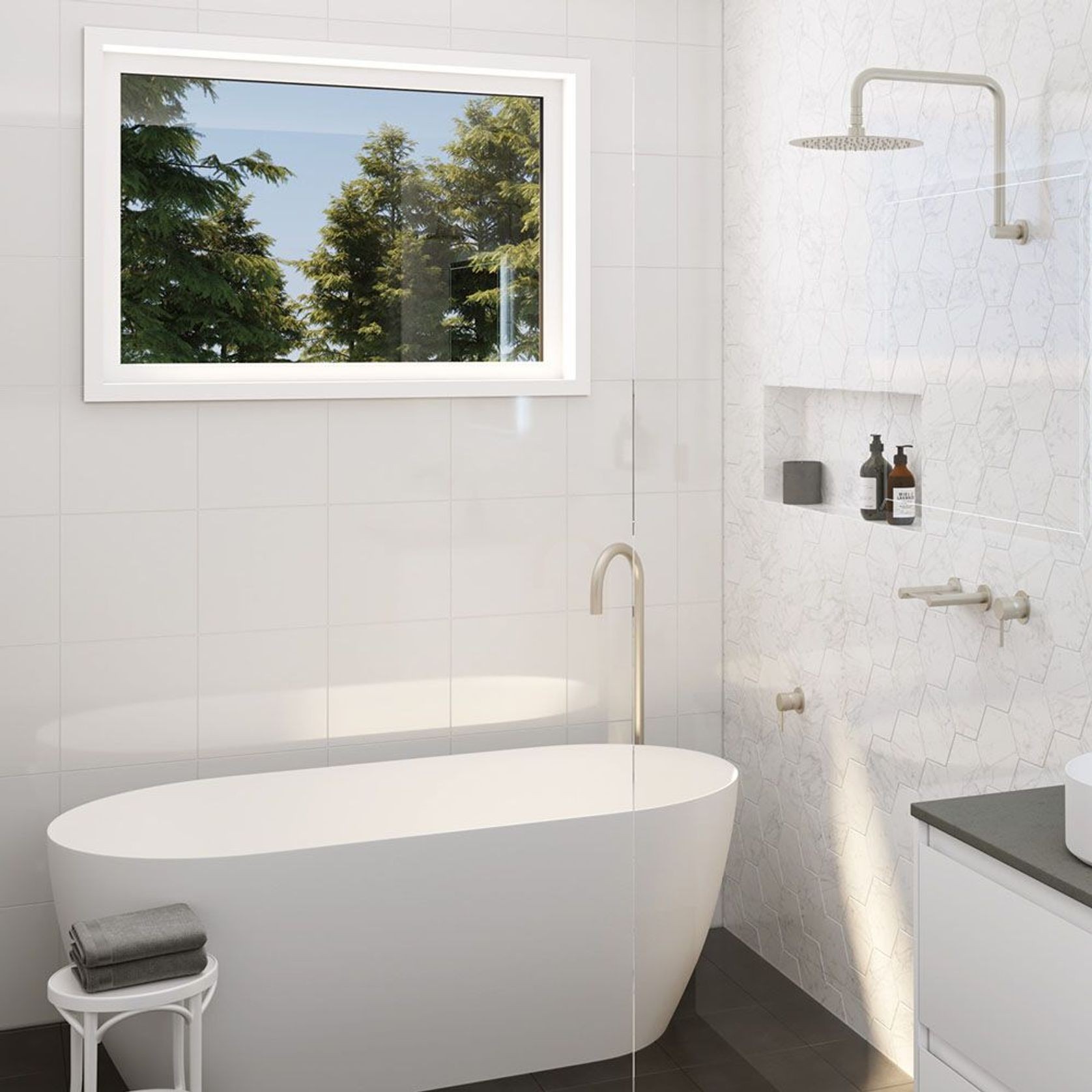 Kaya Gooseneck Floor Mounted Bath Outlet gallery detail image