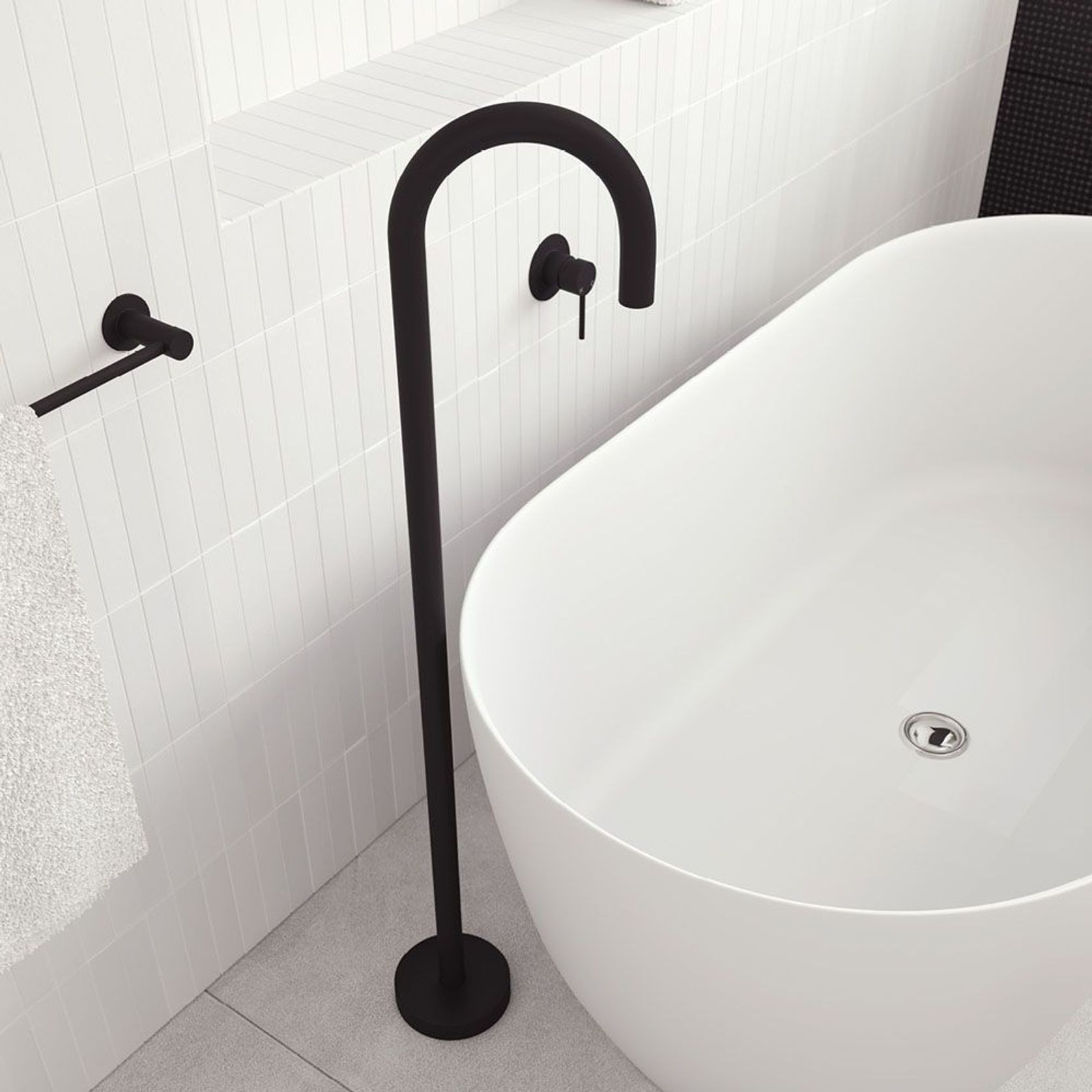 Kaya Gooseneck Floor Mounted Bath Outlet gallery detail image