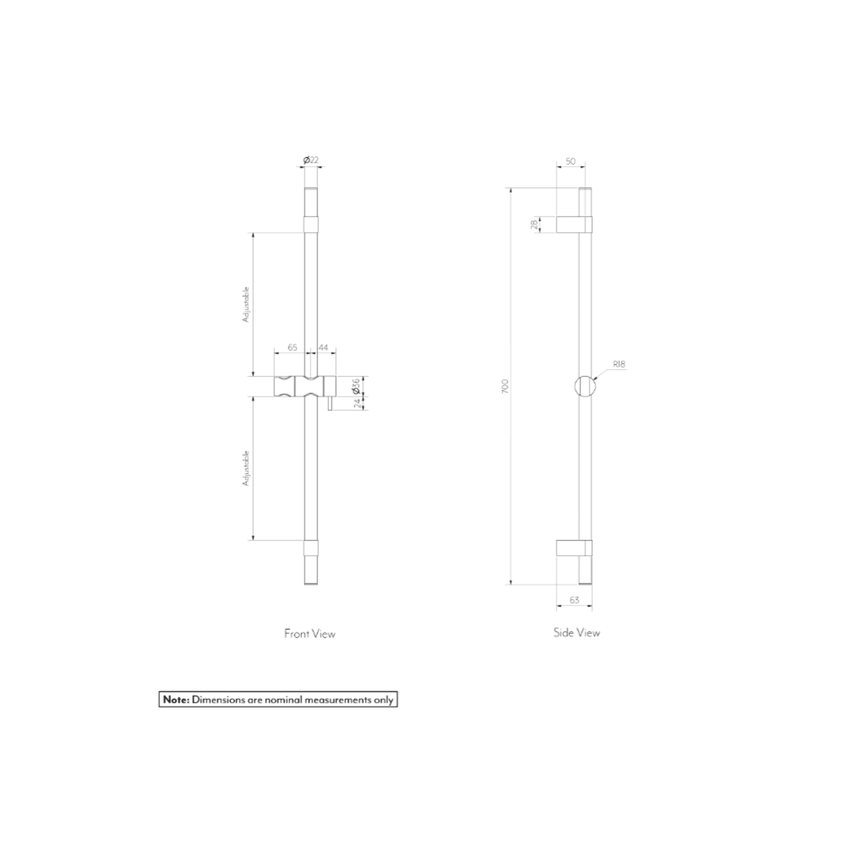 Elysian Adjustable Shower Rail gallery detail image