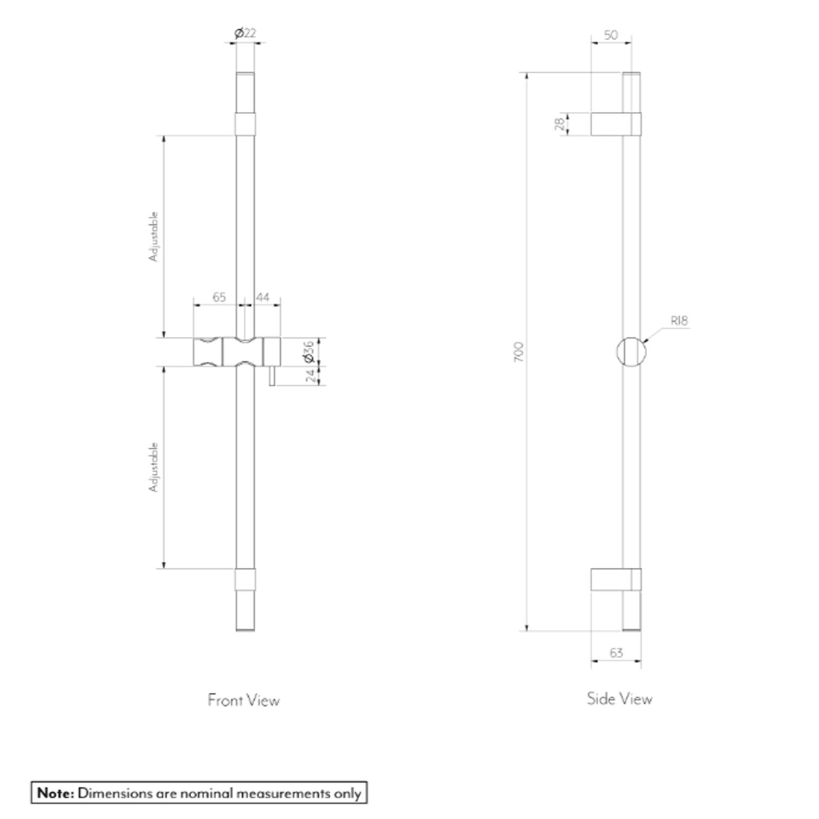 Elysian Adjustable Shower Rail gallery detail image