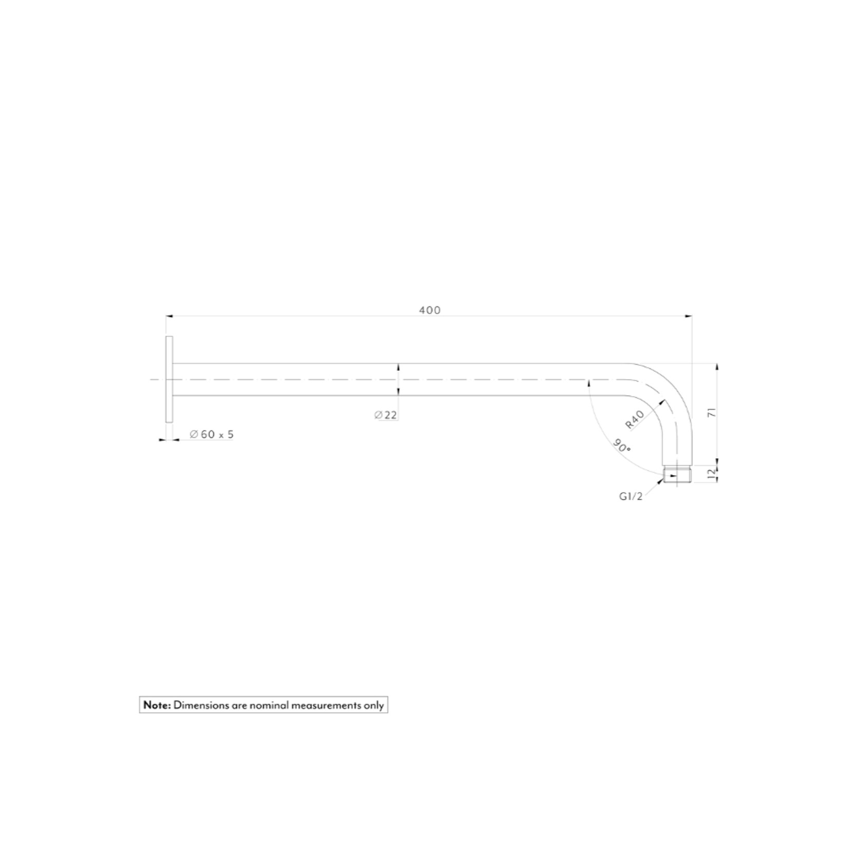 Shower Arm 400mm gallery detail image