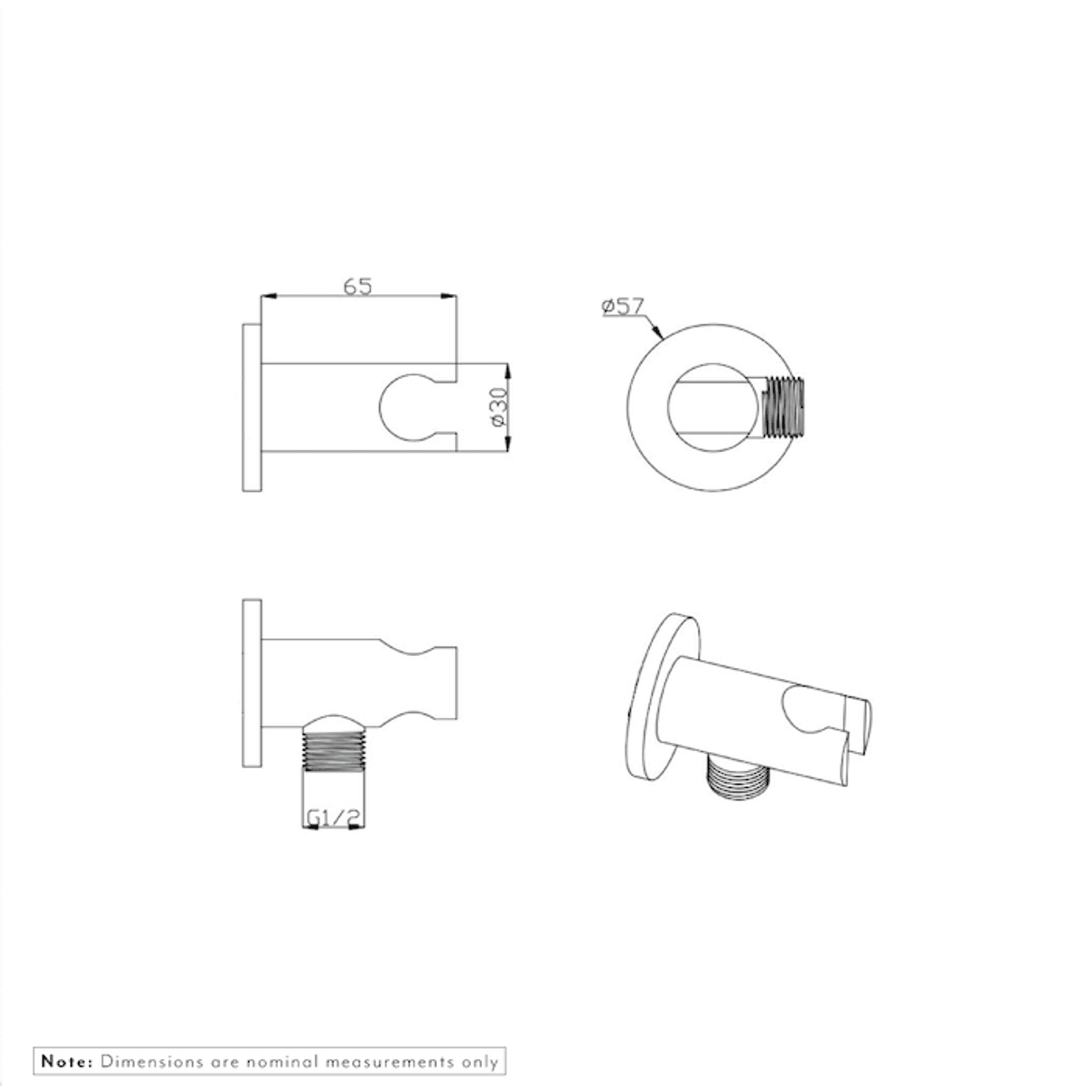 Mila Fixed Hand Shower Holder & BP gallery detail image