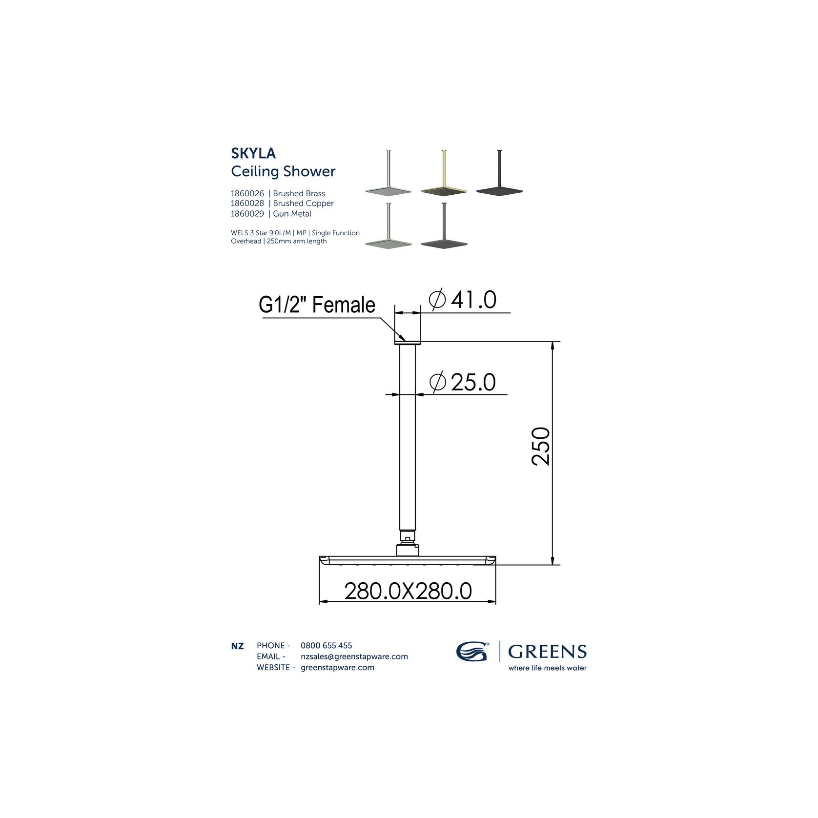 Skyla Ceiling Shower gallery detail image