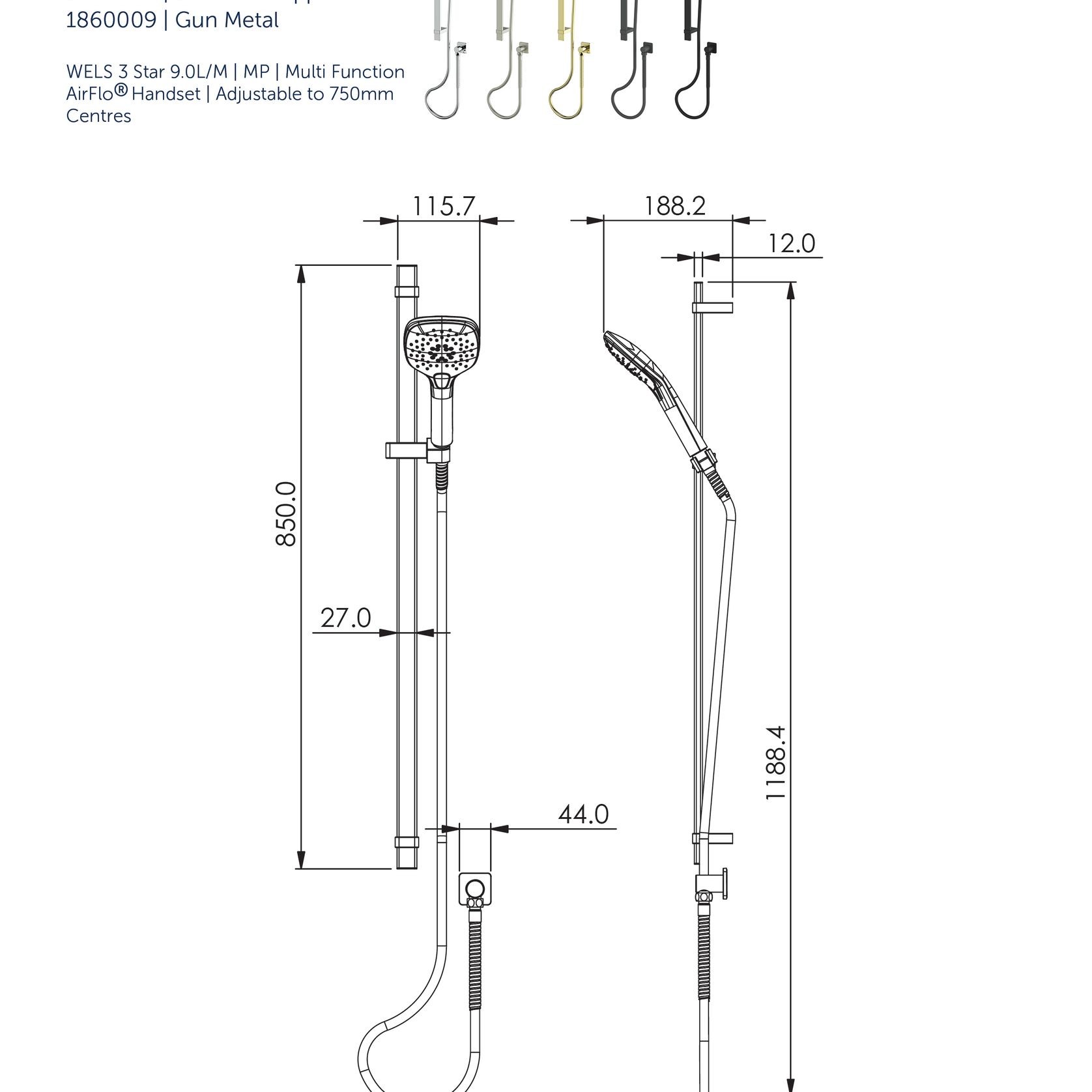Skyla Rail Shower gallery detail image