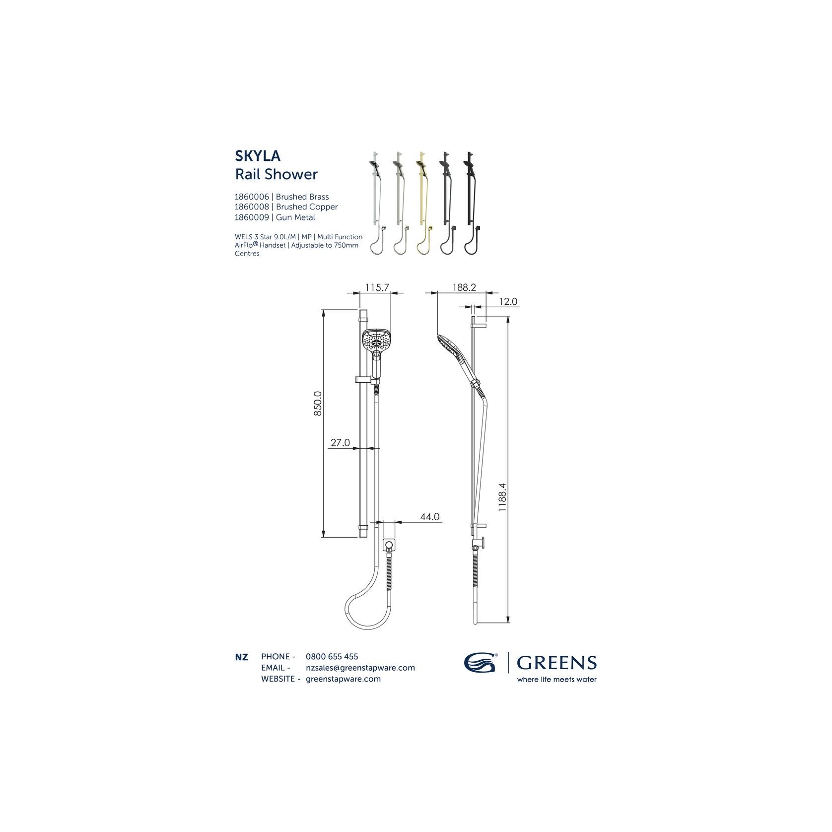 Skyla Rail Shower gallery detail image