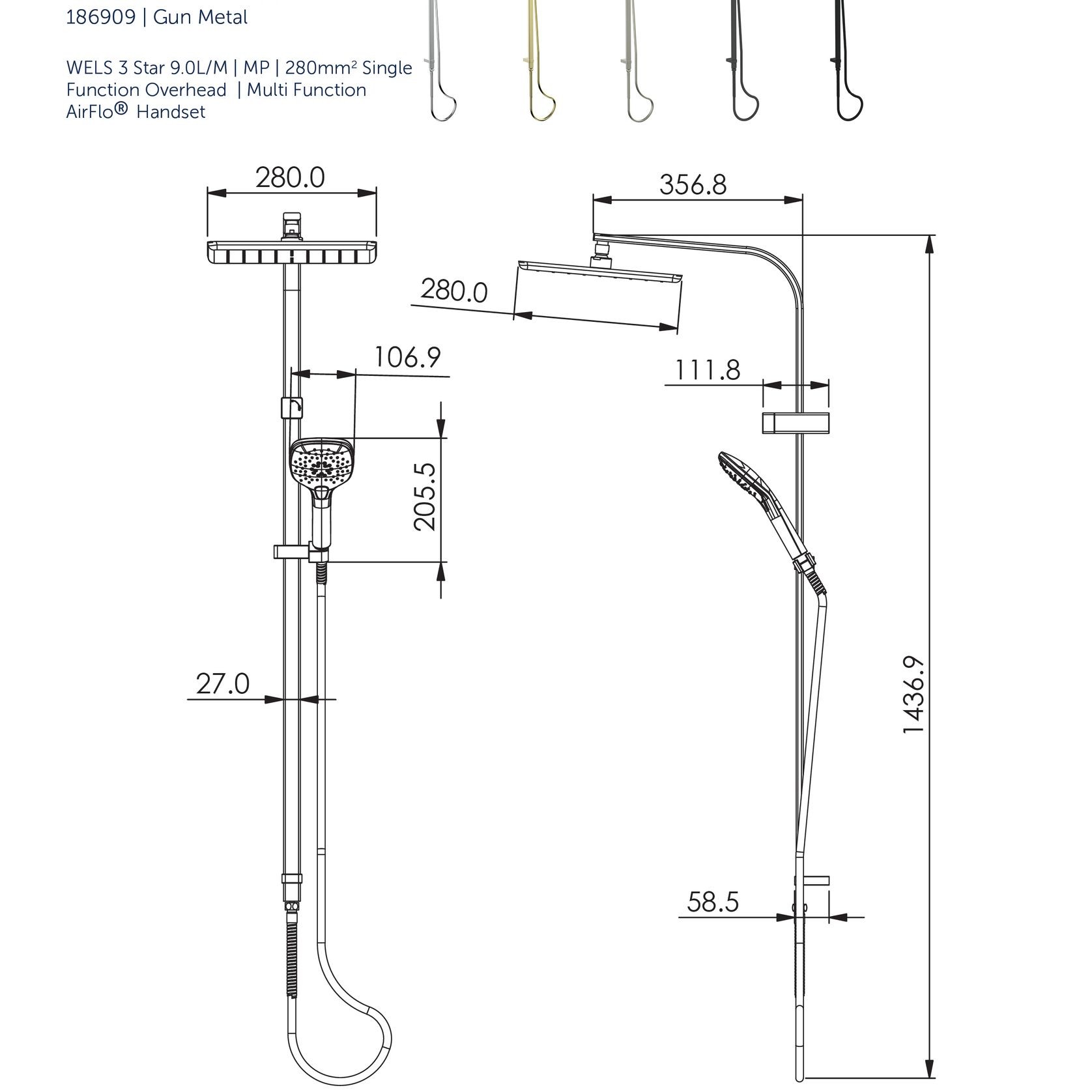 Skyla Twin Rail Shower gallery detail image