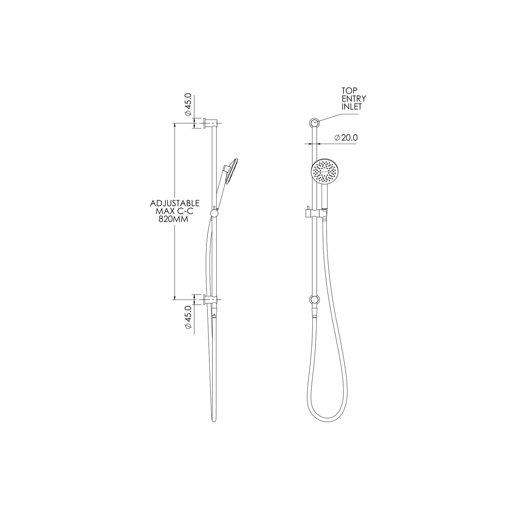Tate Aerlux® Single Spray Slide Shower gallery detail image