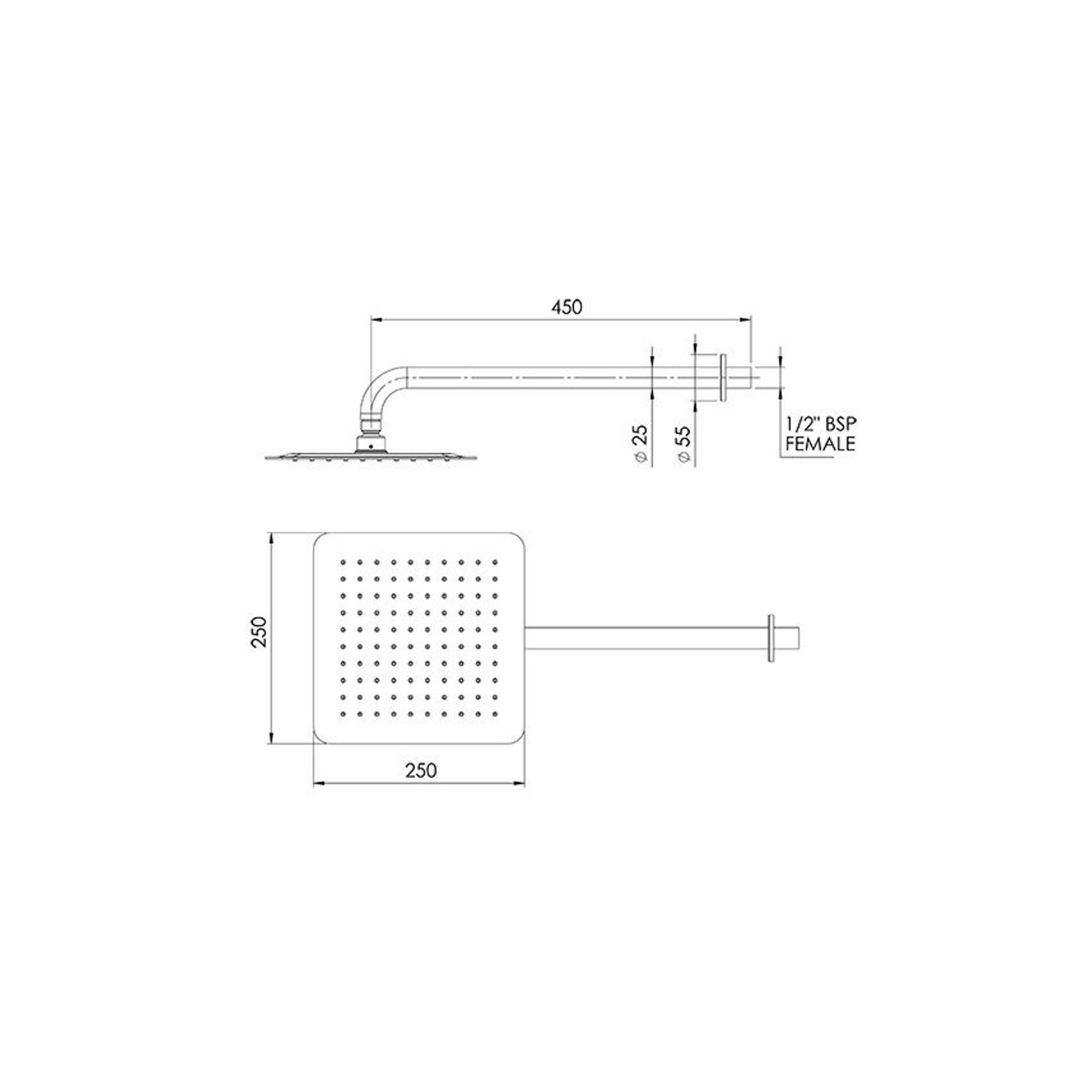 Urban Rain Head Wall Mounted (450mm) ArchiPro NZ