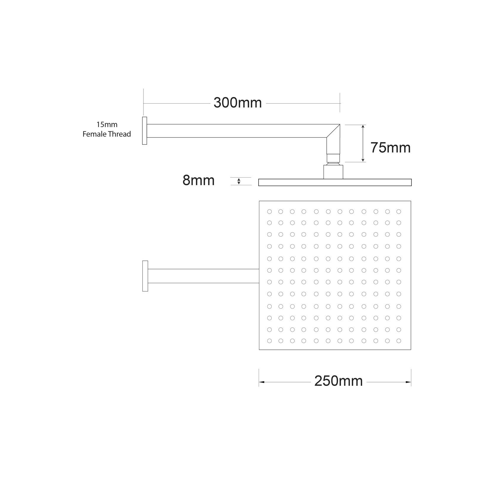 Voda Wall Mounted Shower Drencher Square gallery detail image