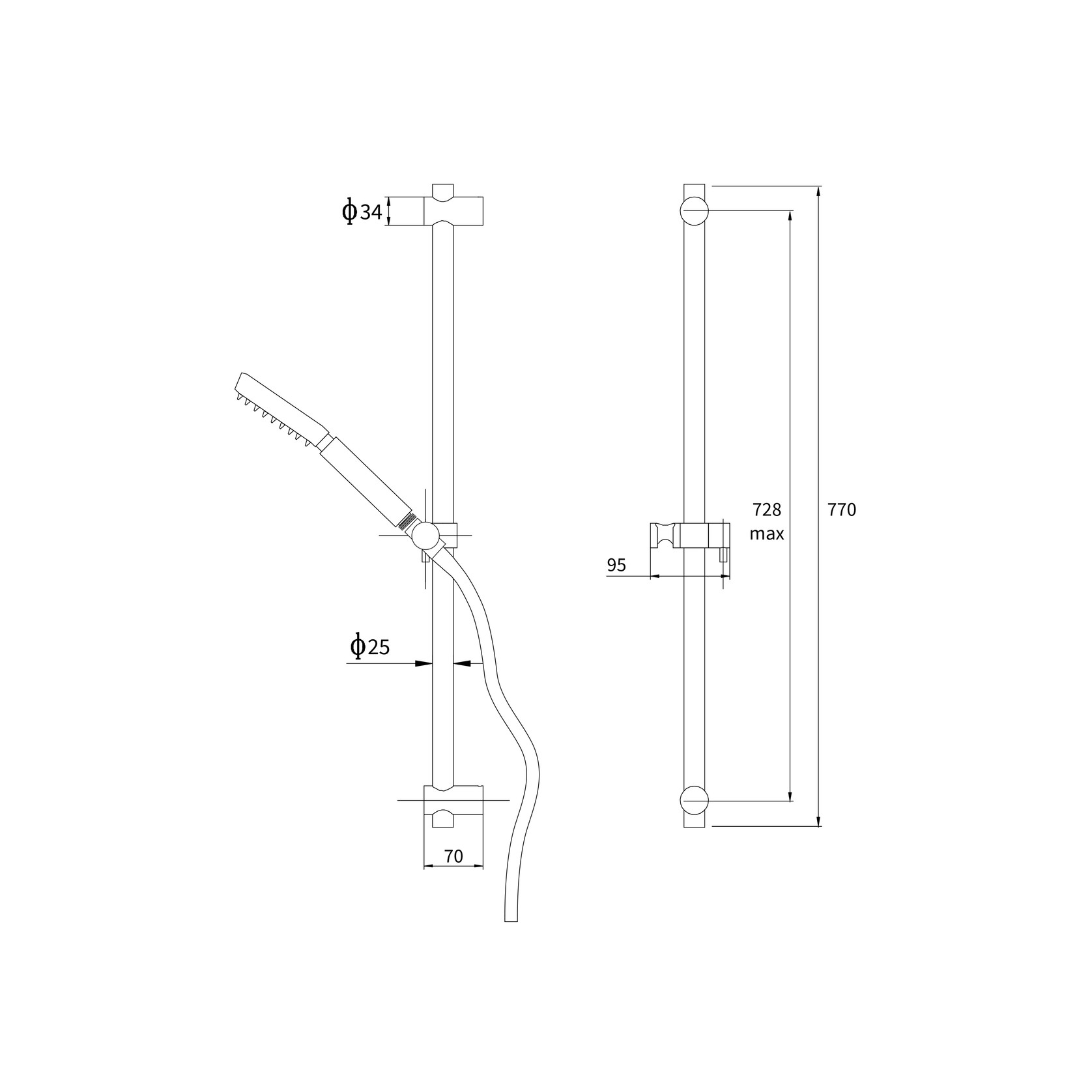 Stainless Single Function Slide Shower gallery detail image