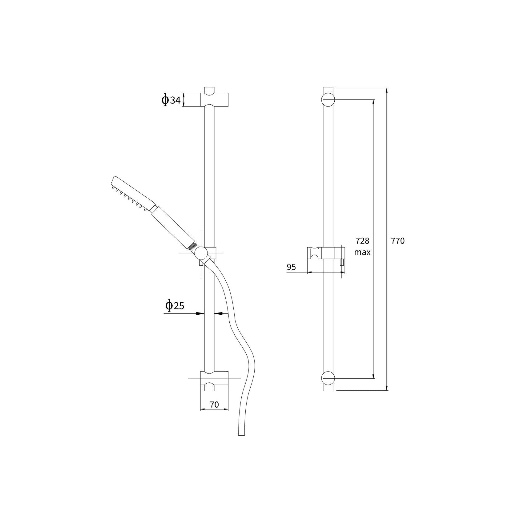 Stainless Single Function Slide Shower gallery detail image