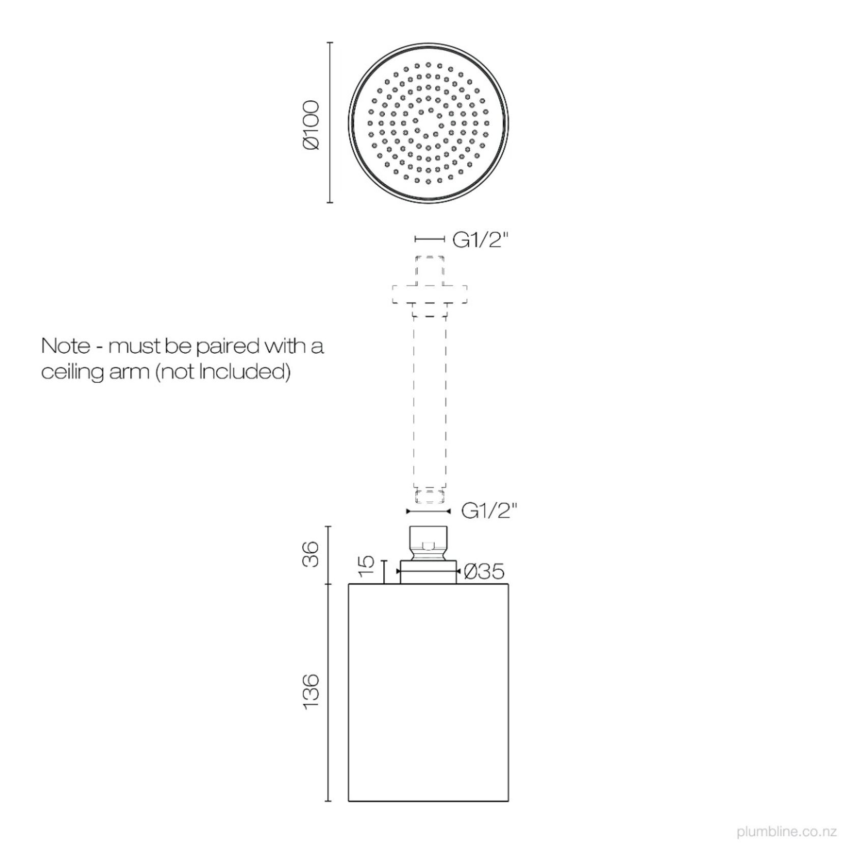 Buddy 100mm Ceiling Mount Showerhead gallery detail image