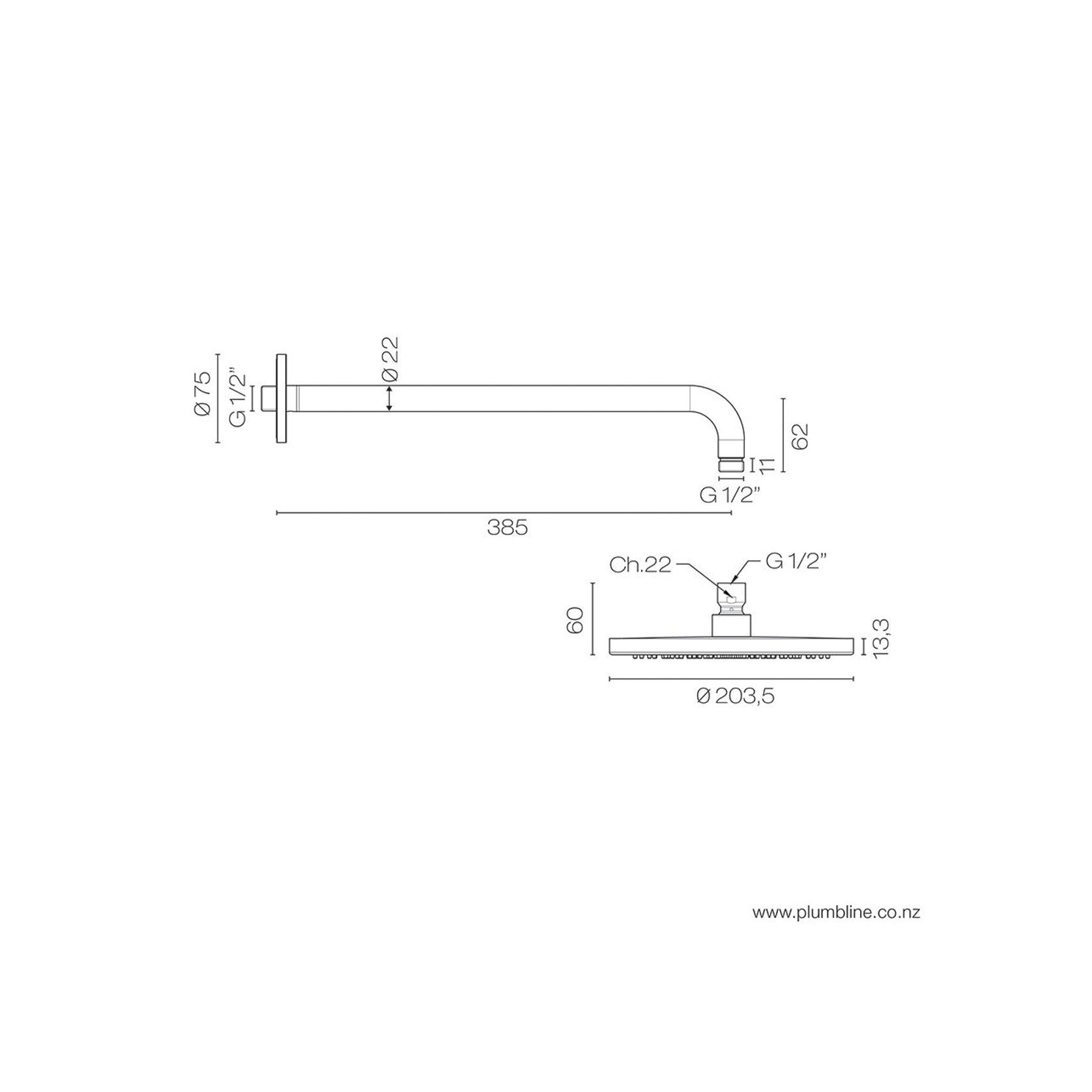 Buddy 200mm Wall Mount Rainhead gallery detail image