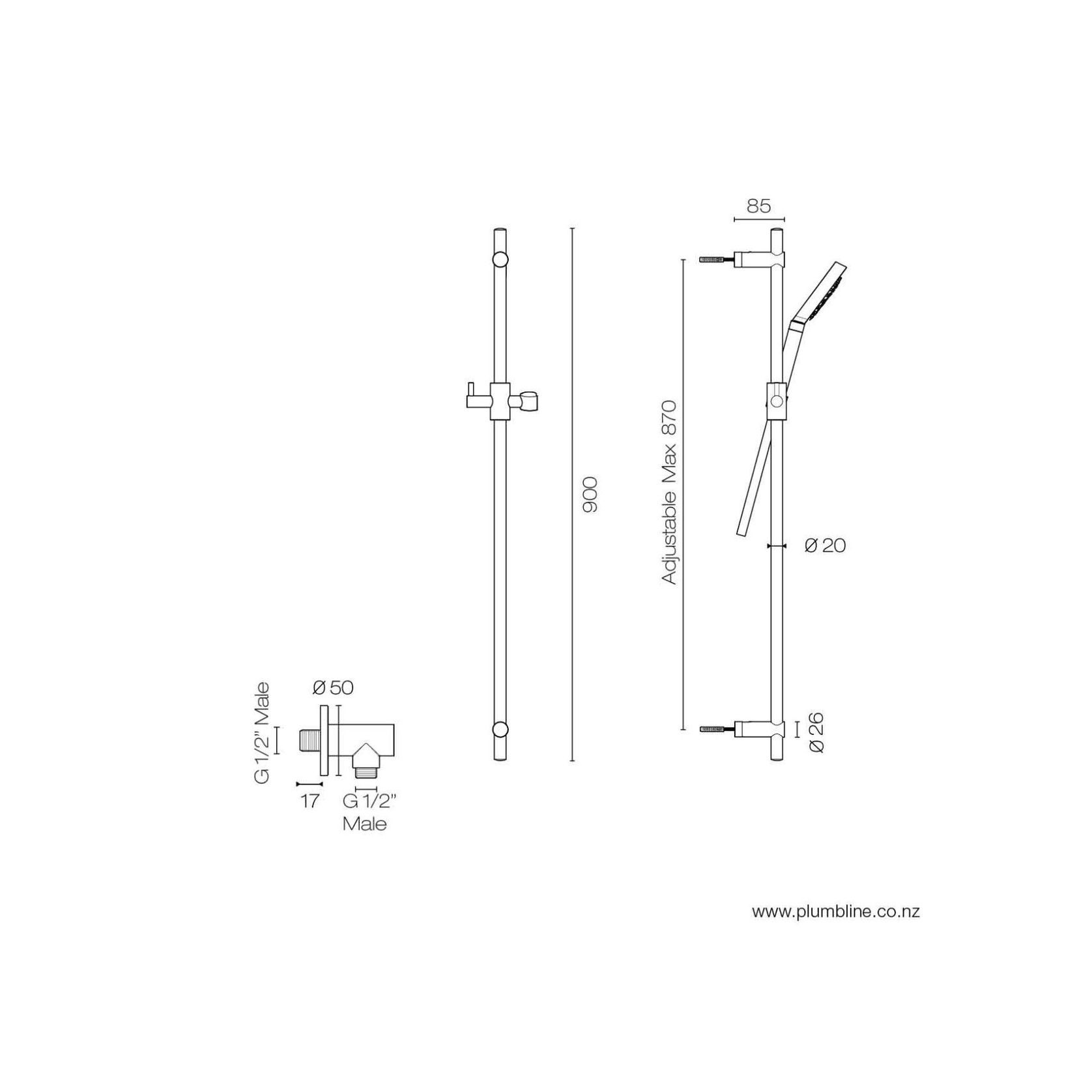 Buddy 3 Function Slide Shower gallery detail image