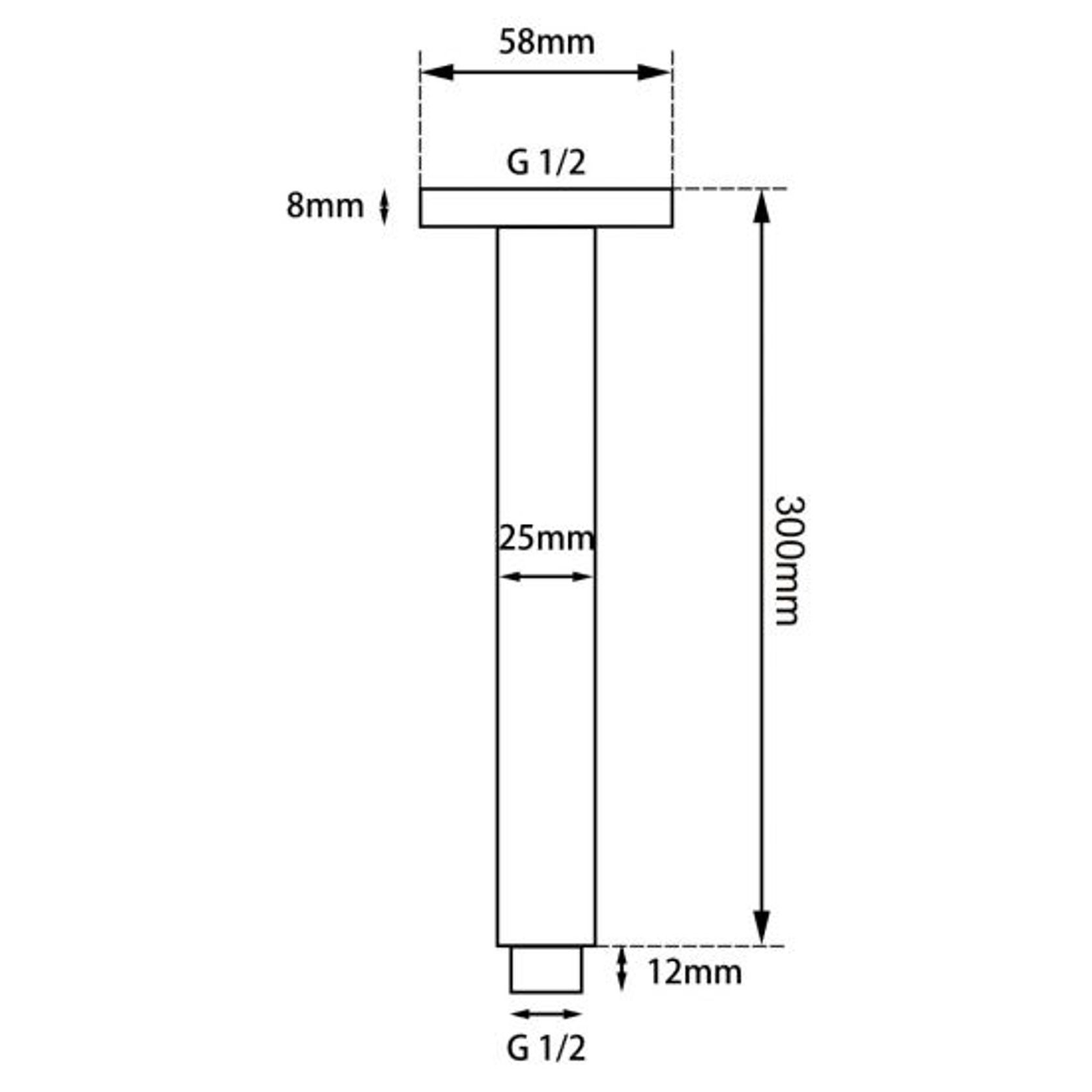 Square Shower Arm 300mm Matte Black gallery detail image