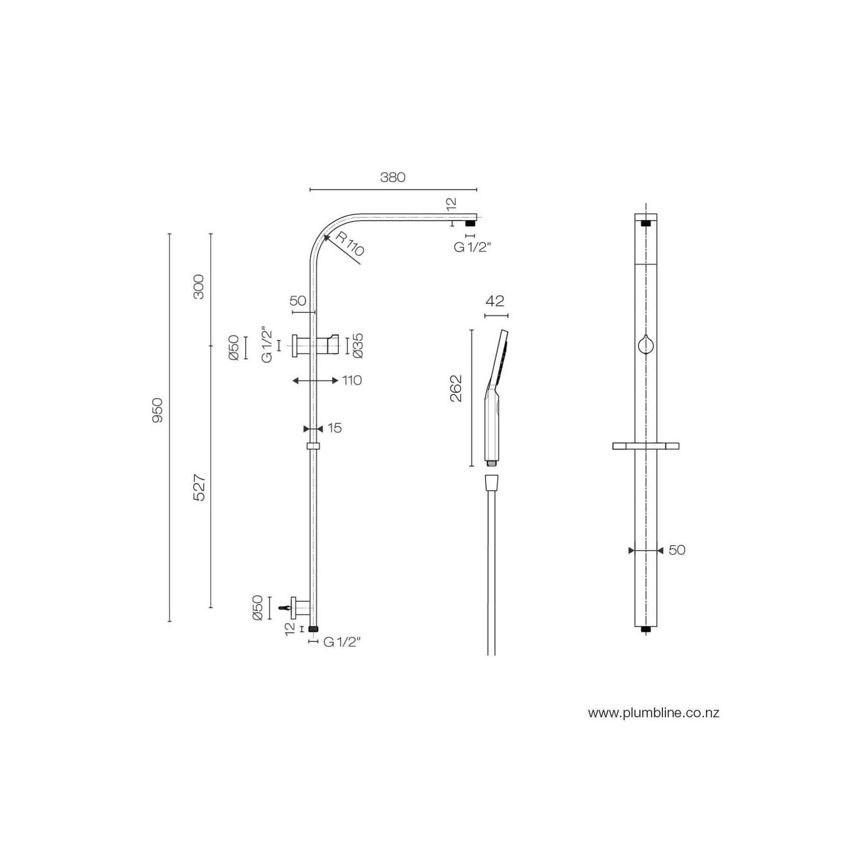 Como Square Shower Column gallery detail image