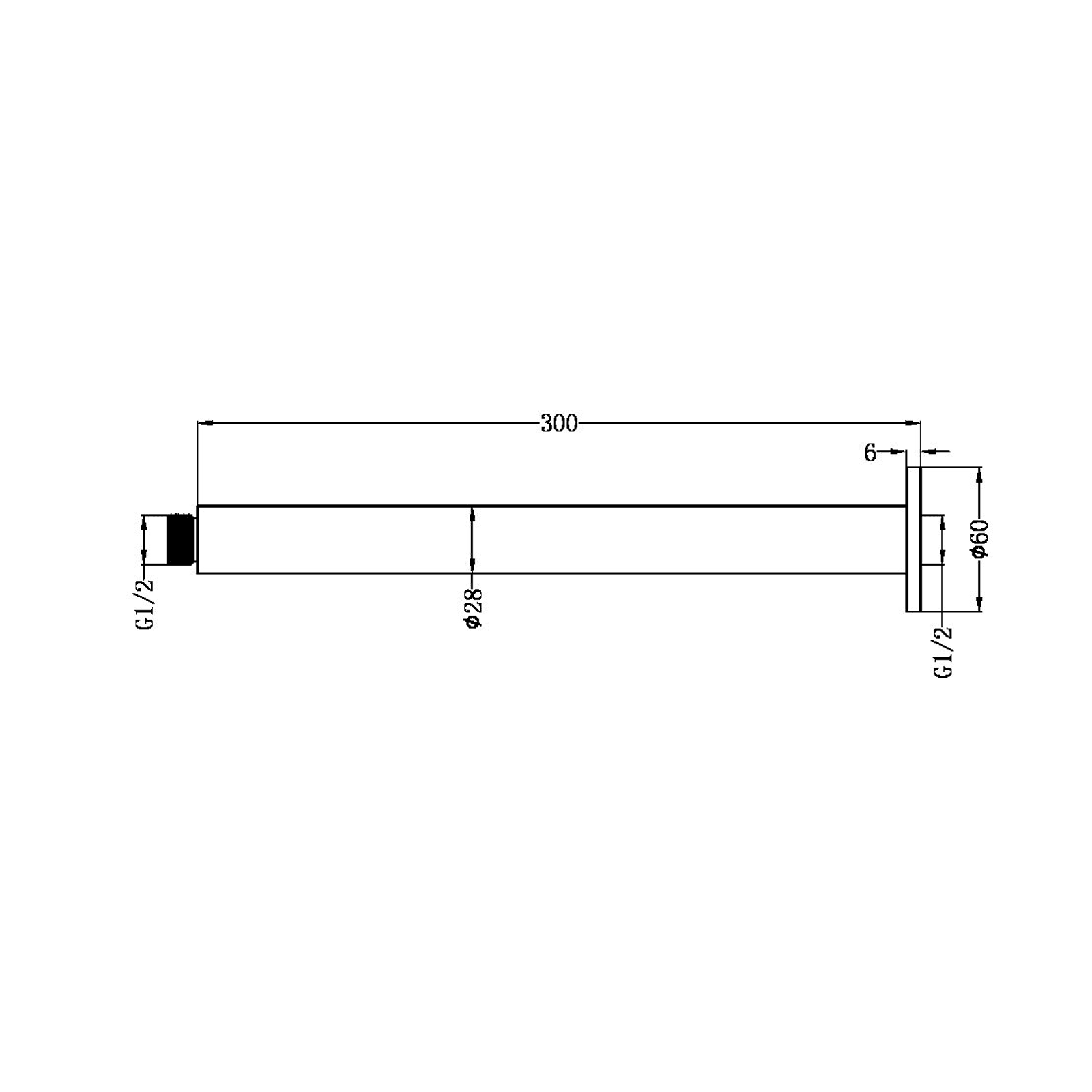 Zen SS316L Round Ceiling Arm 300mm Length | Brushed Nickel gallery detail image