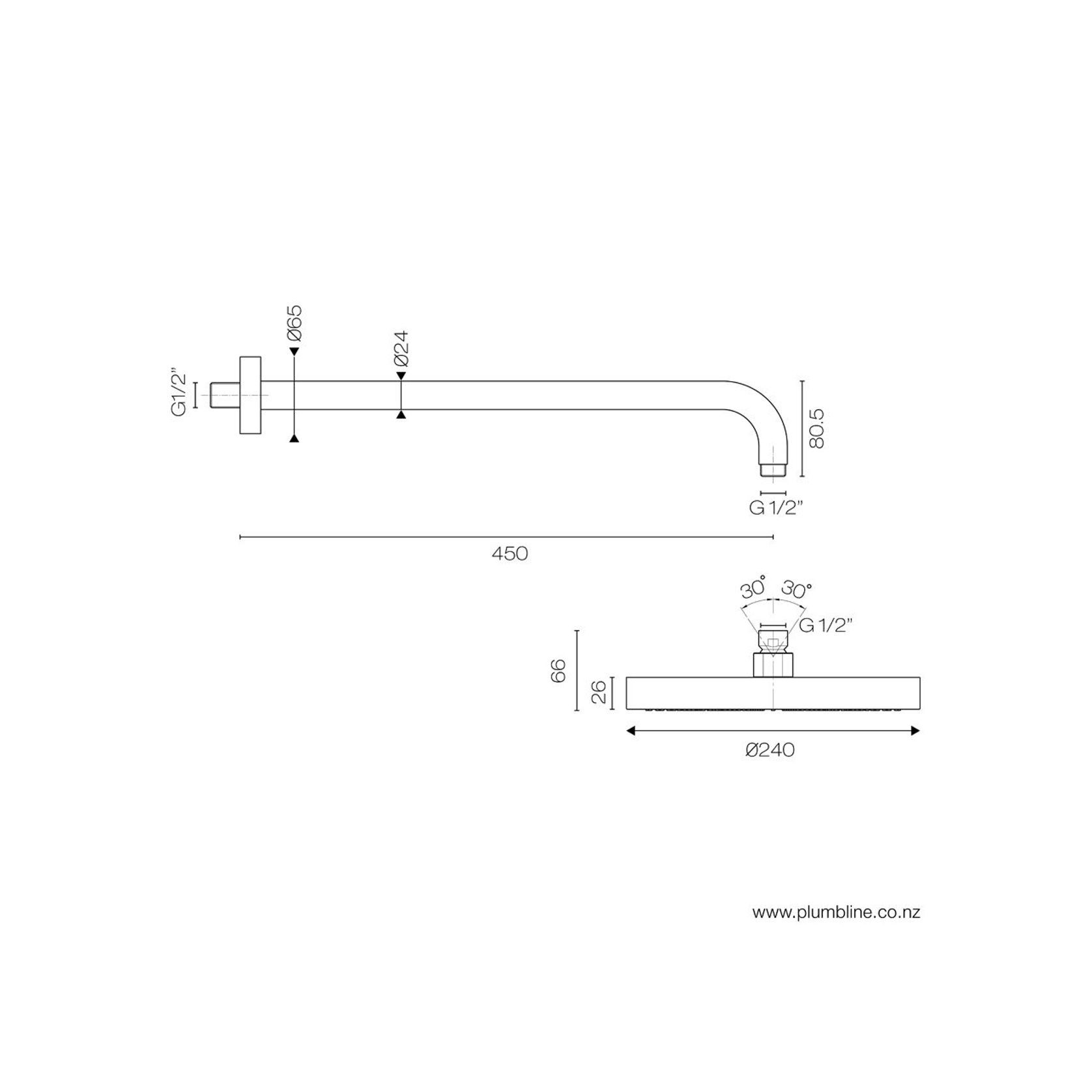 Fukasawa 240mm Wall Mount Rainhead gallery detail image