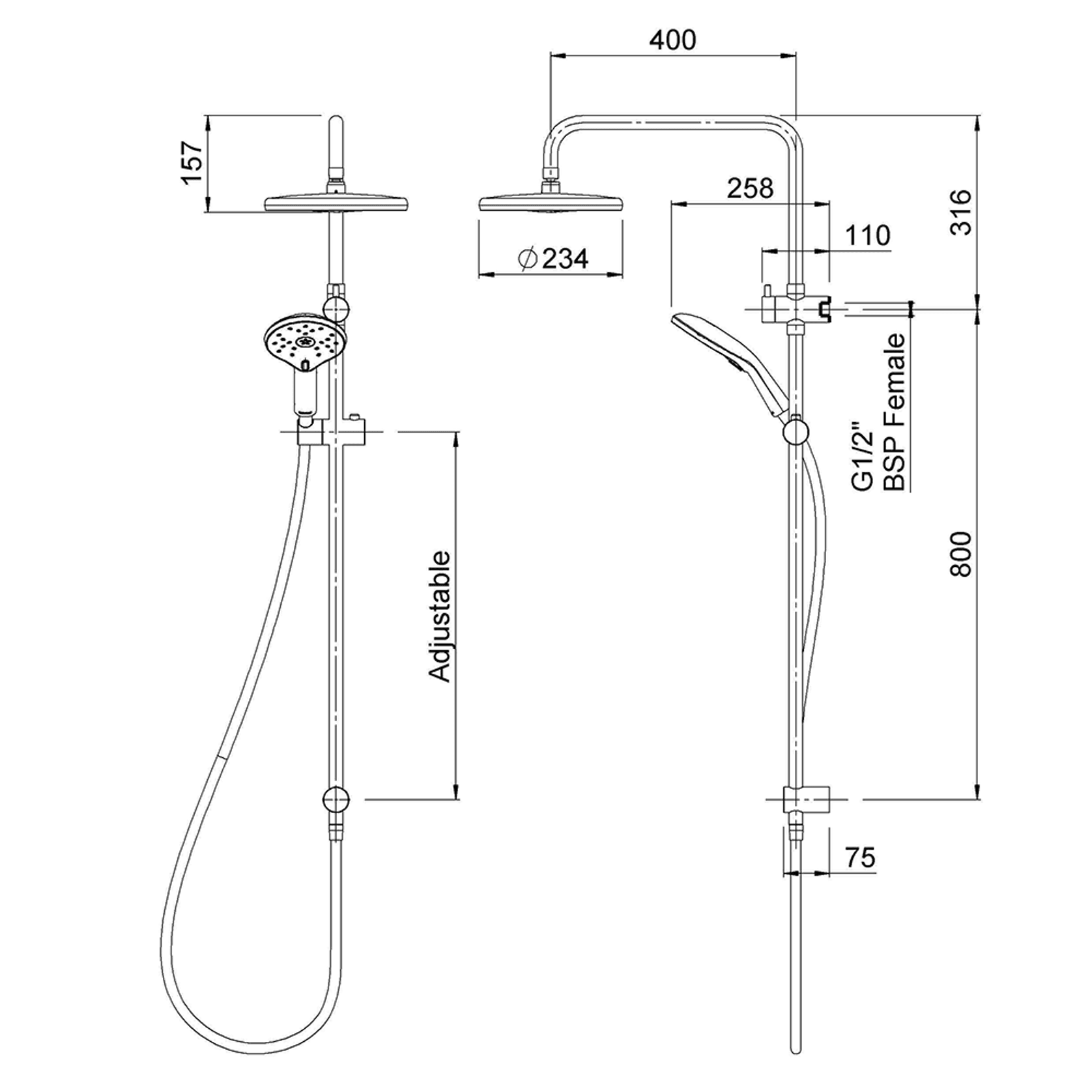 Satinjet Koha MKII Twin Shower Set gallery detail image