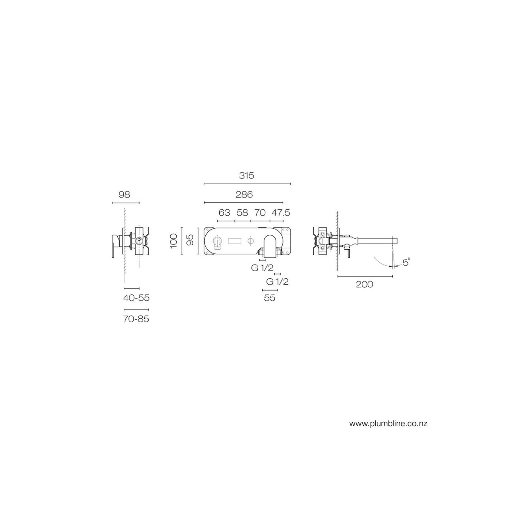 Mare Wall Mount Bath/Shower Set gallery detail image