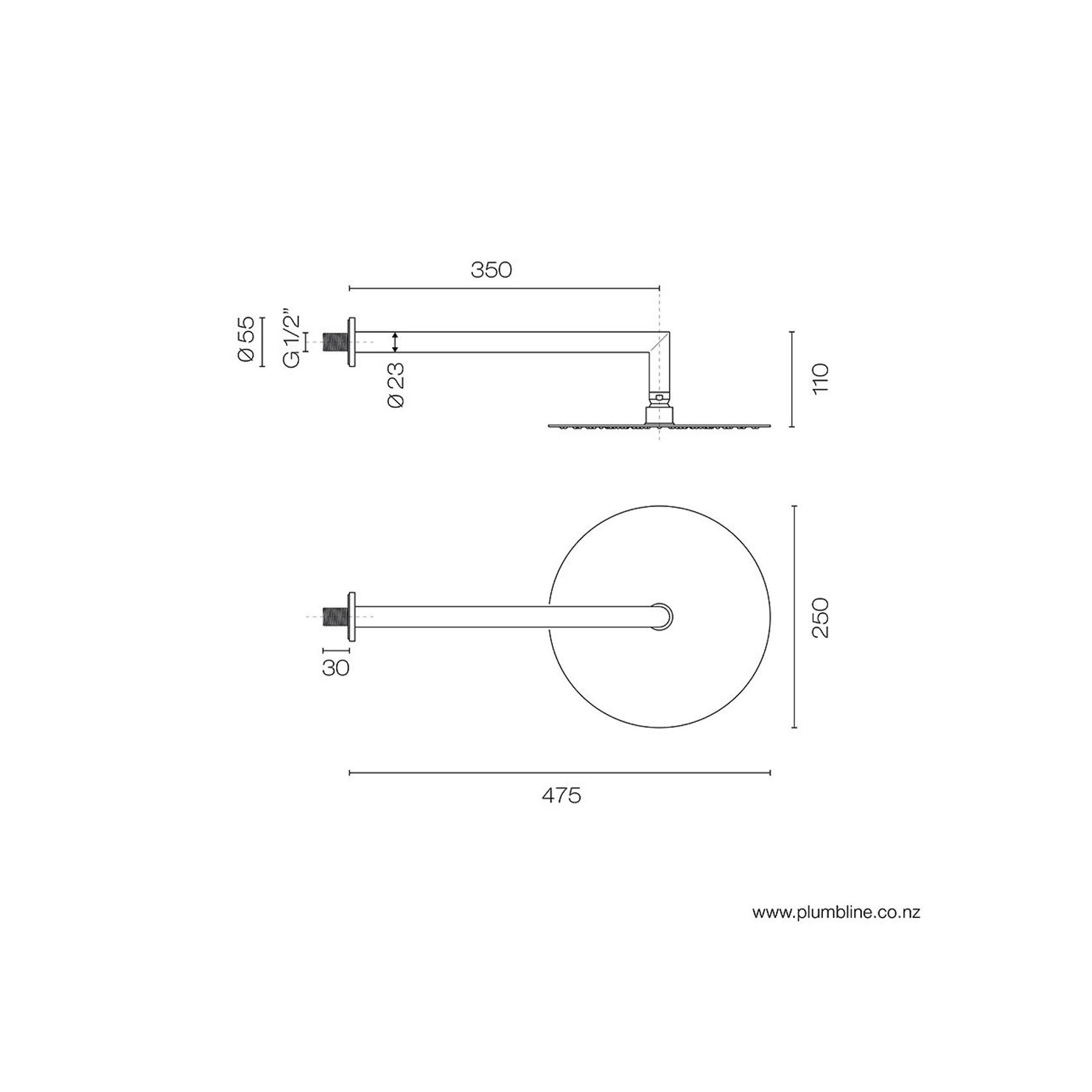 Oli 316 250mm Wall Mount Rainhead gallery detail image