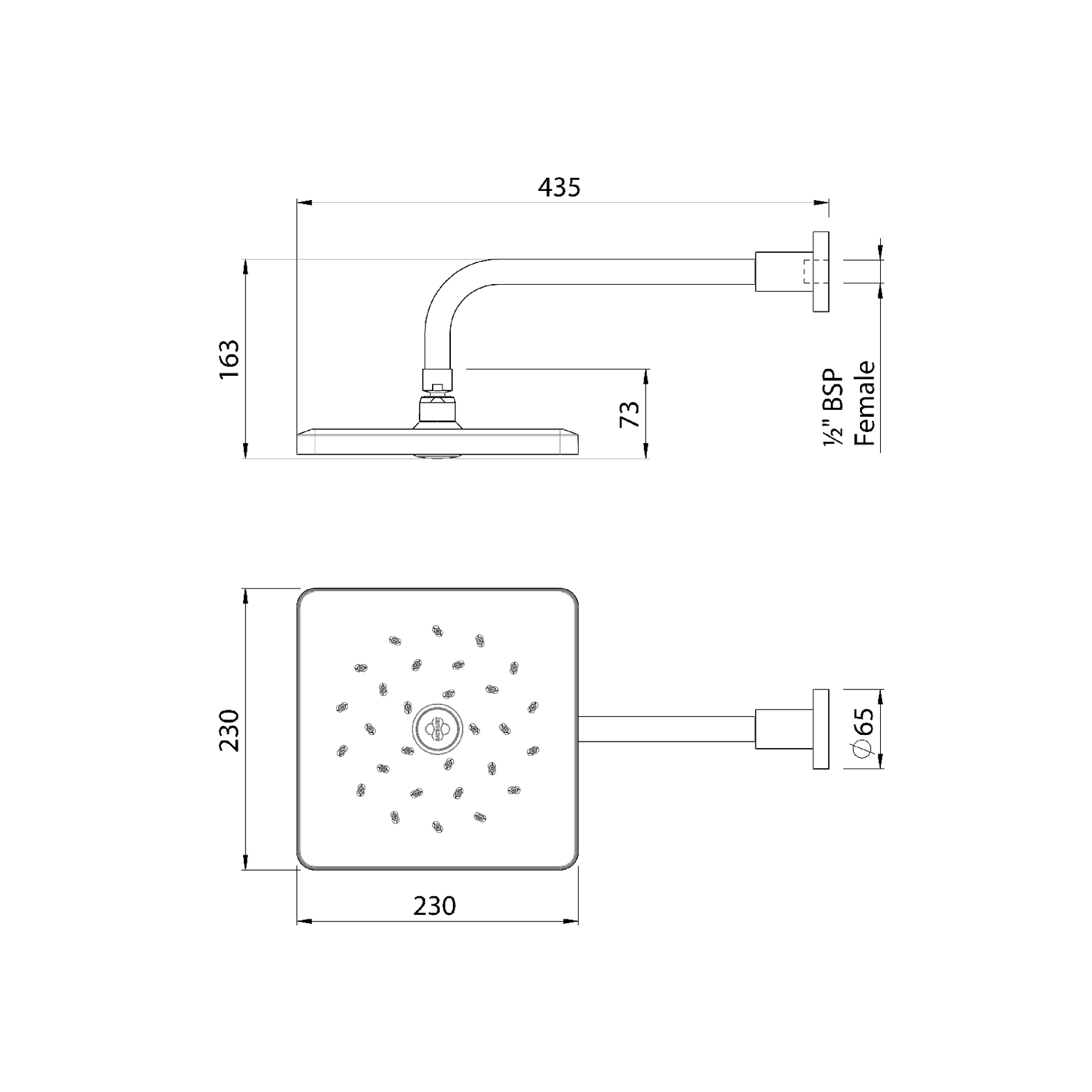 Satinjet Square Overhead Drencher Wall Mounted gallery detail image