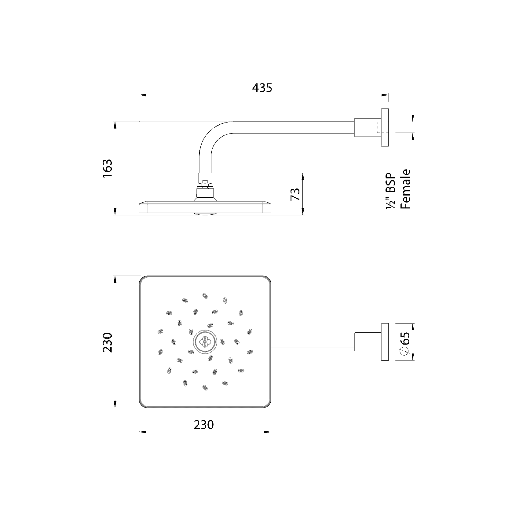 Satinjet Square Overhead Drencher Wall Mounted gallery detail image