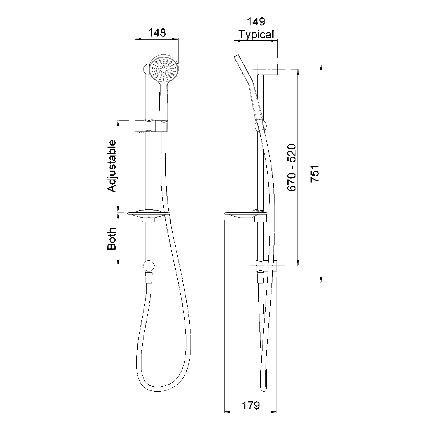 Milano Rail Shower MKII gallery detail image