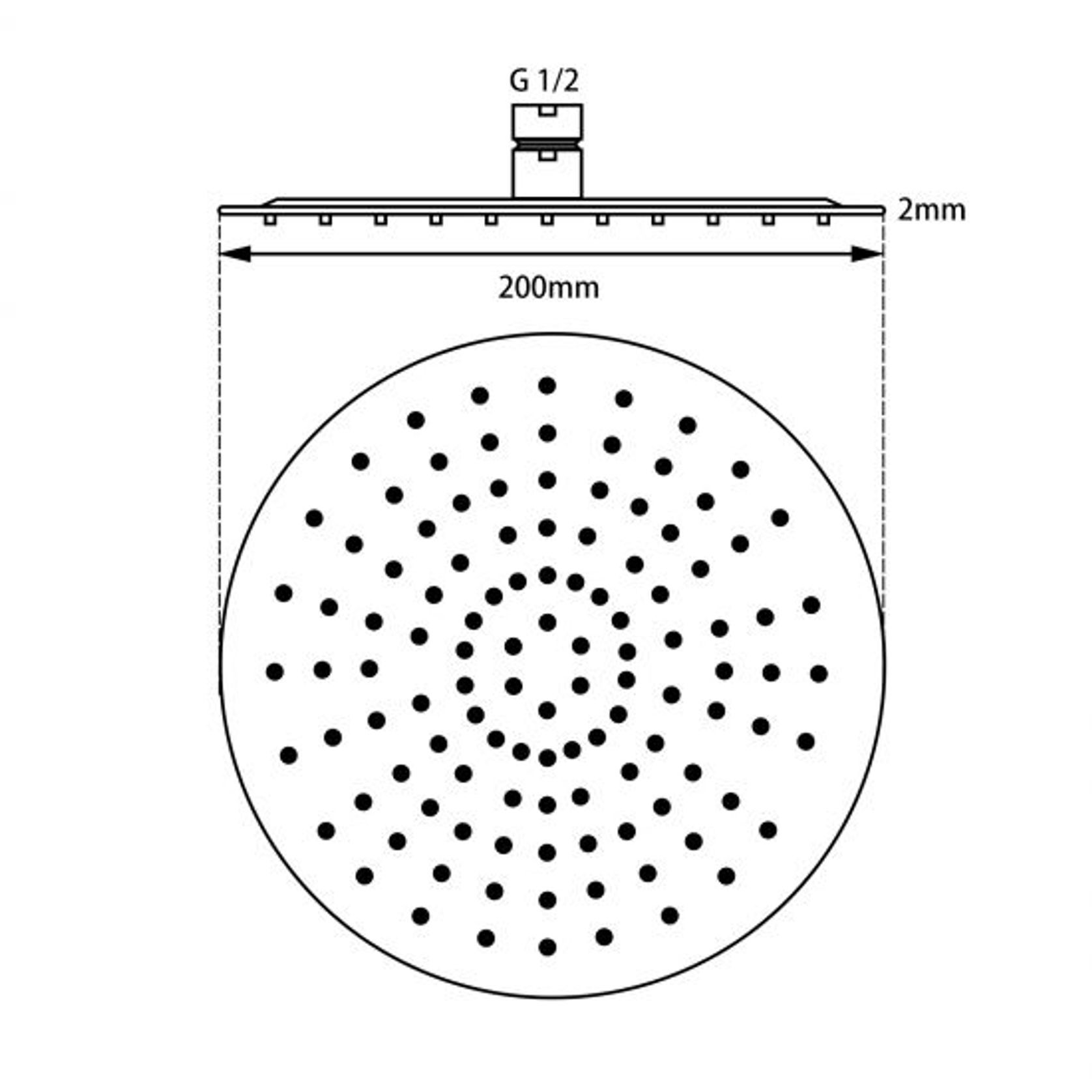 Round Shower Head 200mm Matte Black gallery detail image