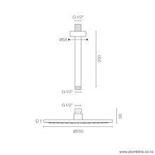 Tube Ceiling Mount Rainhead 250mm gallery detail image